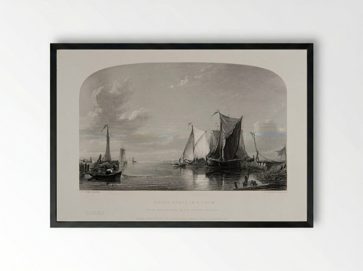 Dutch Boats in a Calm - Thomas Jeavons - Framed Print Black
