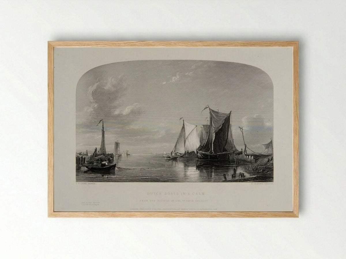 Dutch Boats in a Calm - Thomas Jeavons - Framed Print Wood