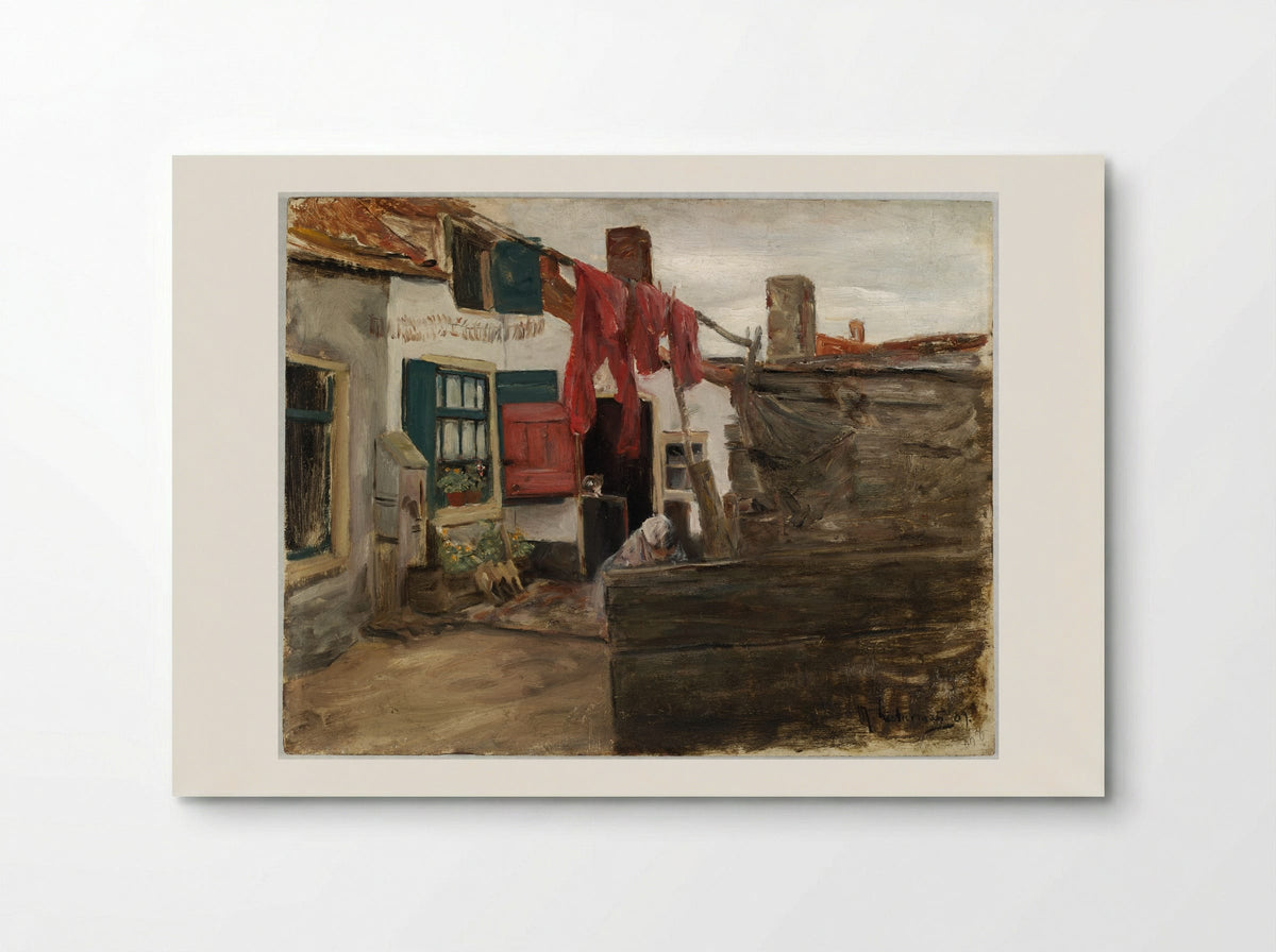 Dutch Village Scene with Hanging Laundry - Max Liebermann - Poster