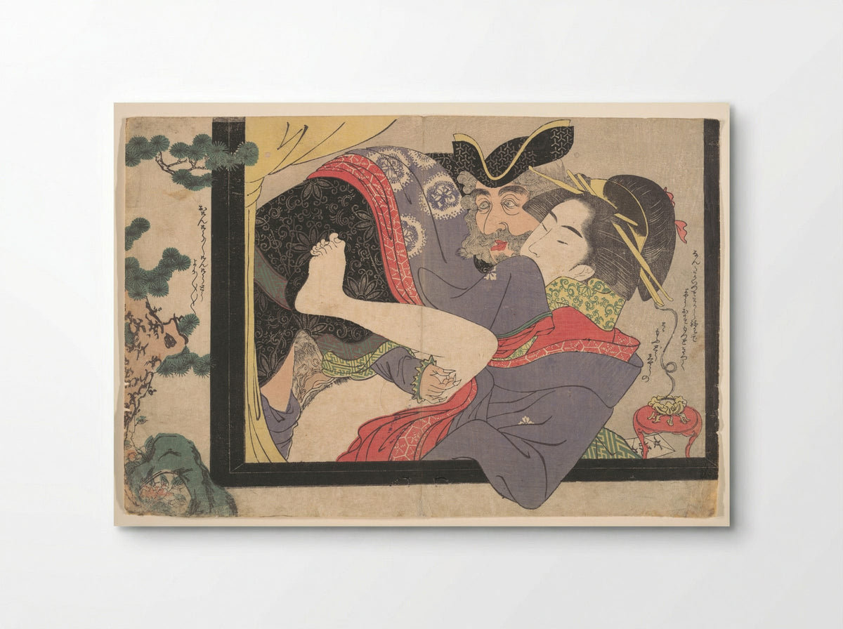 Dutchman and Maruyama Courtesan - Chōkyōsai Eiri - Poster