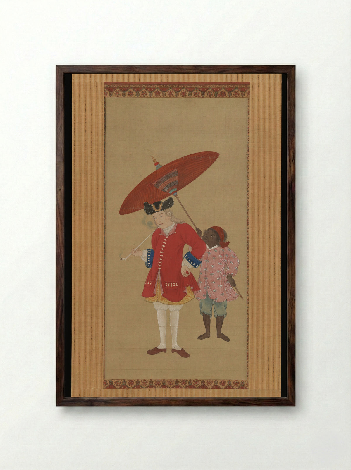 Dutchman with a Servant - Kawahara Keiga - Framed Print Dark Wood