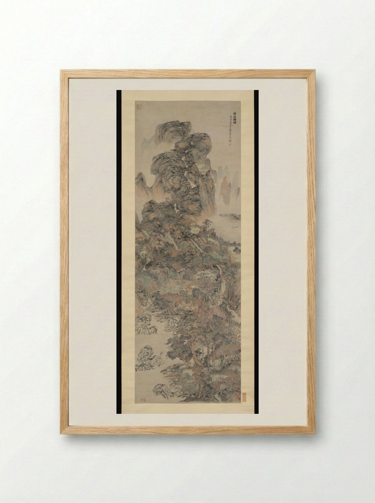 Dwellings of the Immortals Amid Streams and Mountains - Wen Boren - Framed Print Wood
