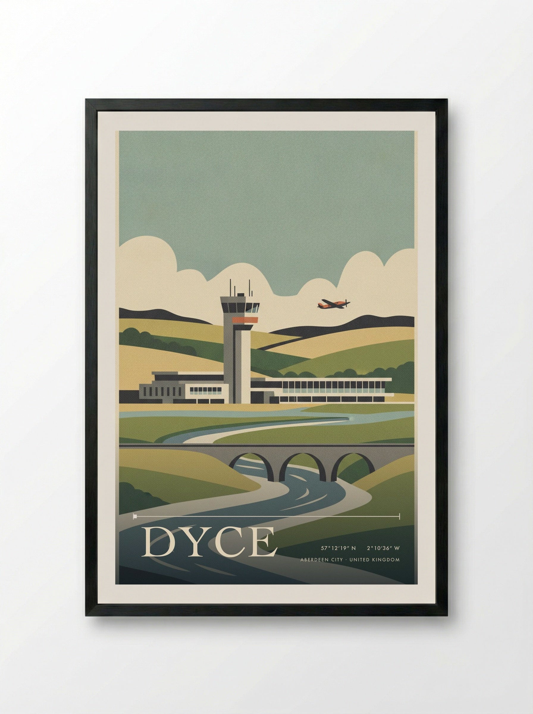 Dyce Aberdeen City United Kingdom Travel Poster - Framed Print Black