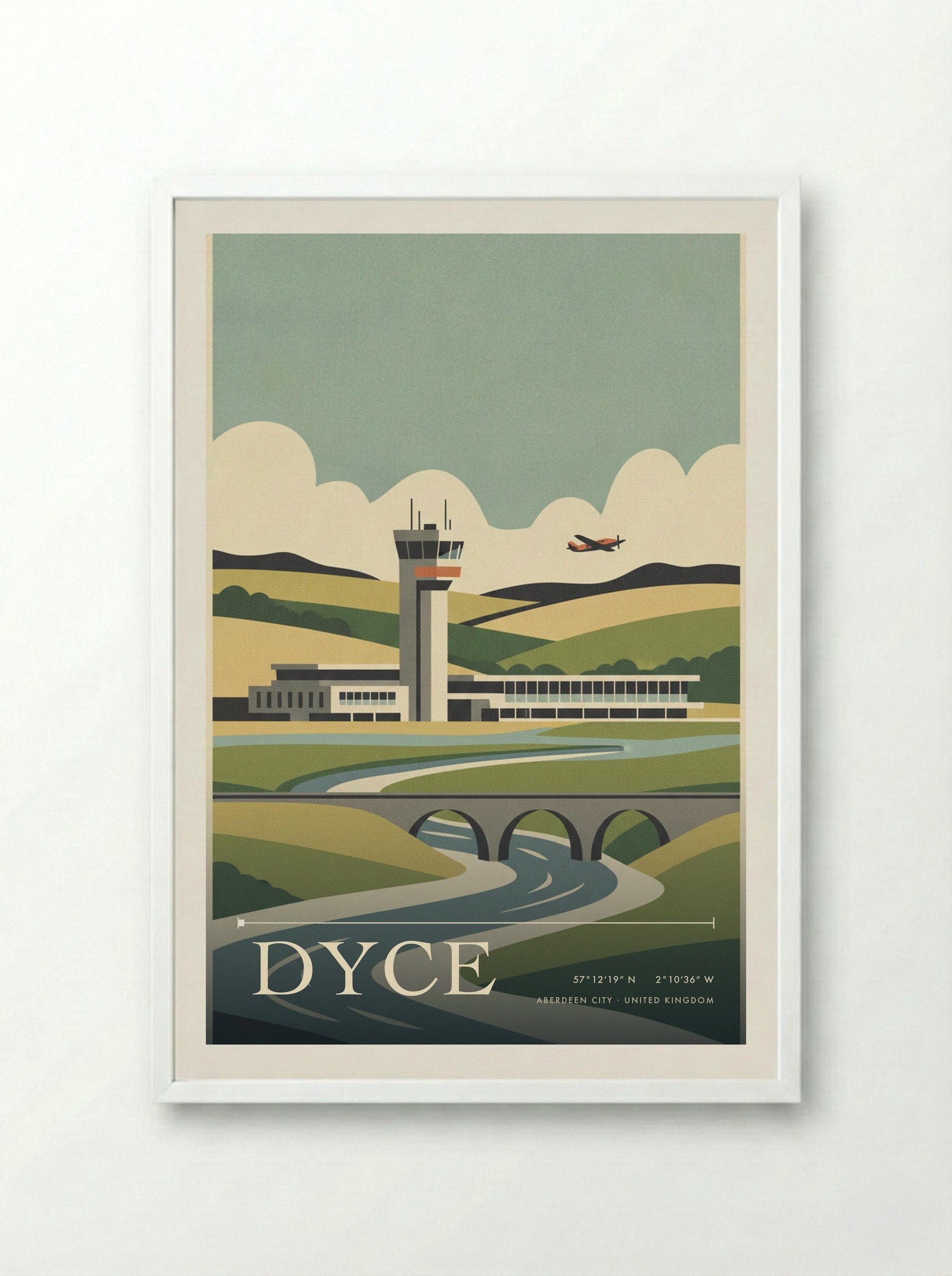 Dyce Aberdeen City United Kingdom Travel Poster - Framed Print White