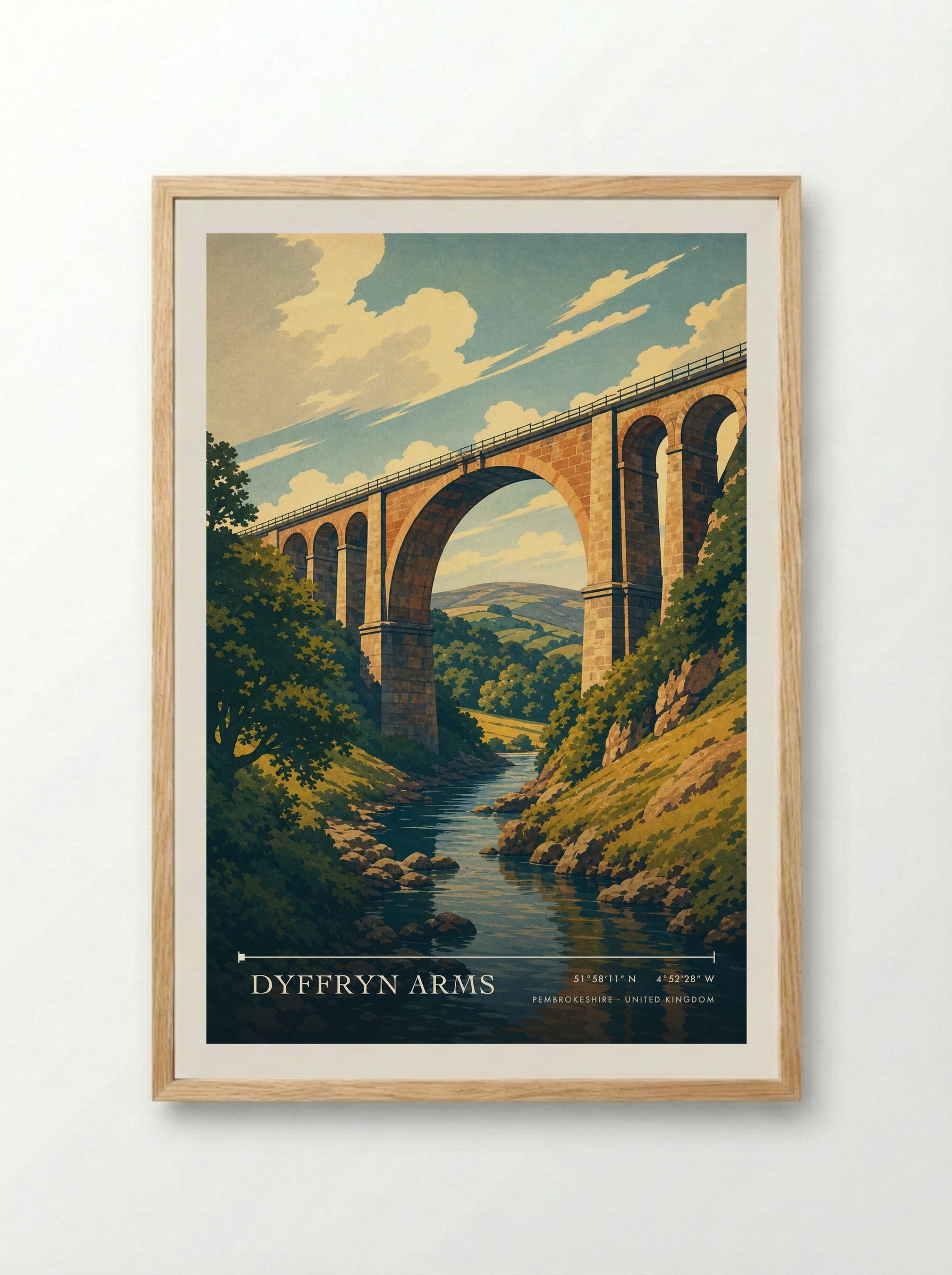 Dyffryn Arms Pembrokeshire United Kingdom Travel Poster - Framed Print Wood
