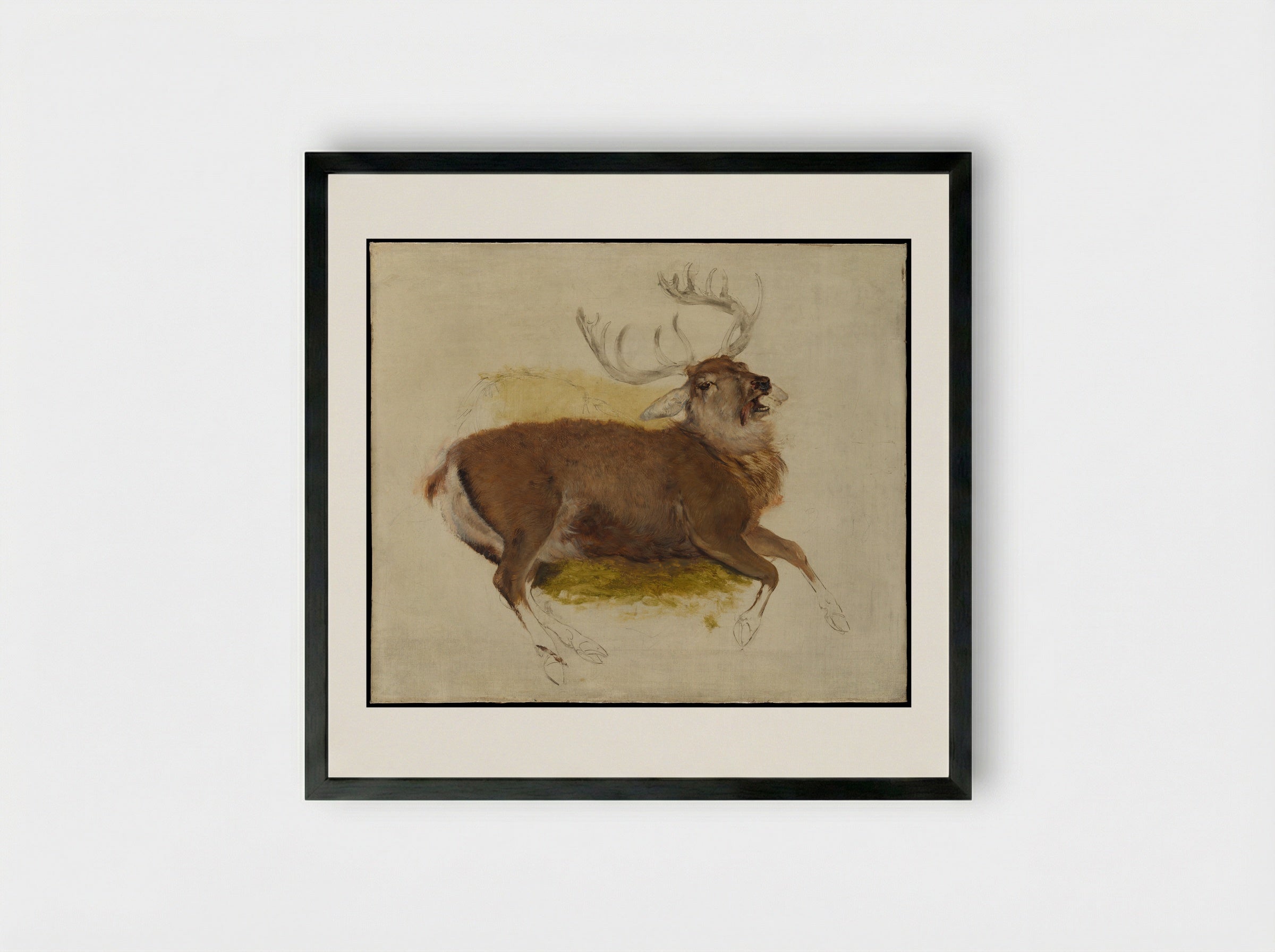 Dying Stag - Sir Edwin Henry Landseer - Framed Print Black