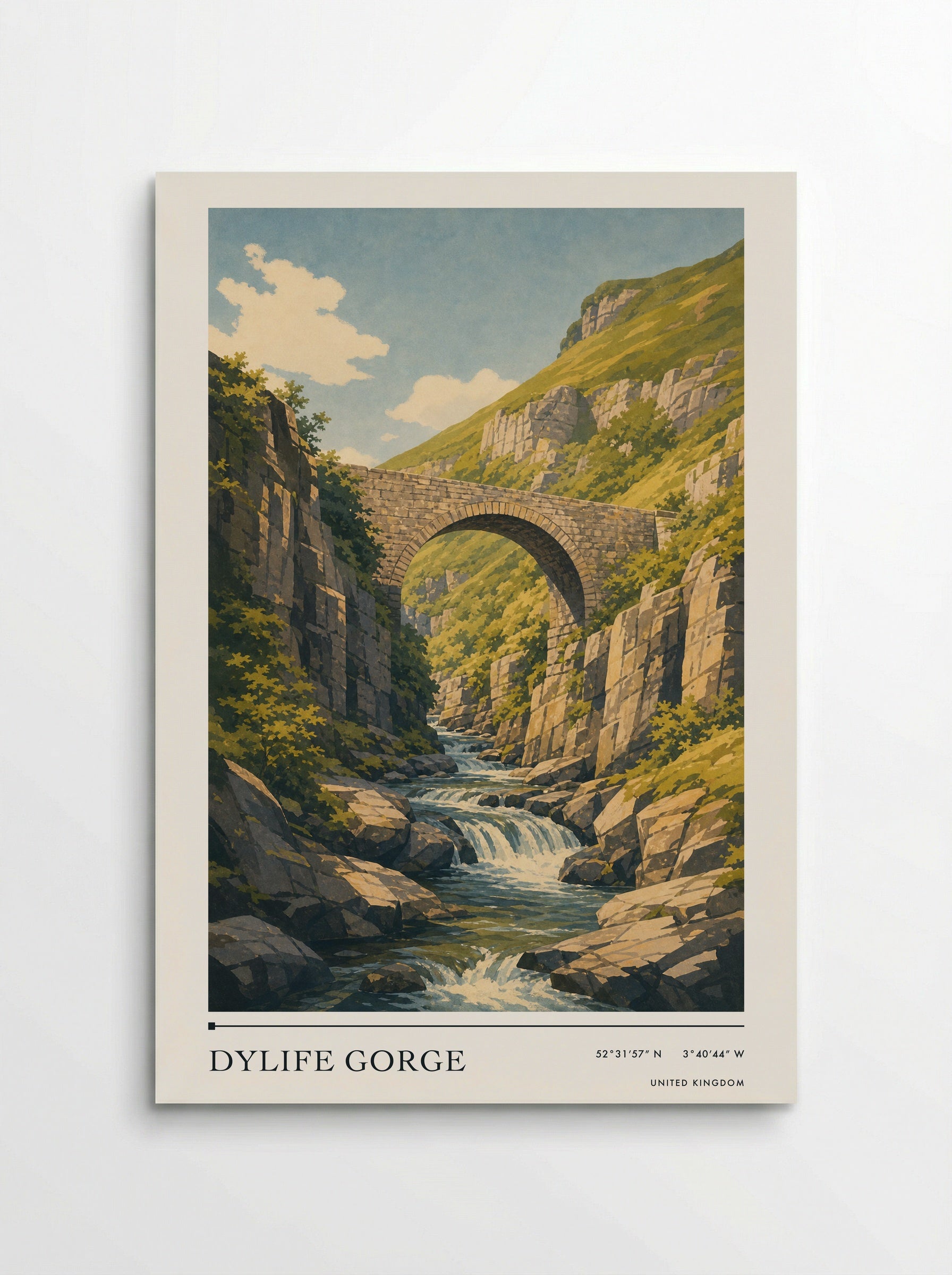 Dylife Gorge United Kingdom Travel Poster - Poster