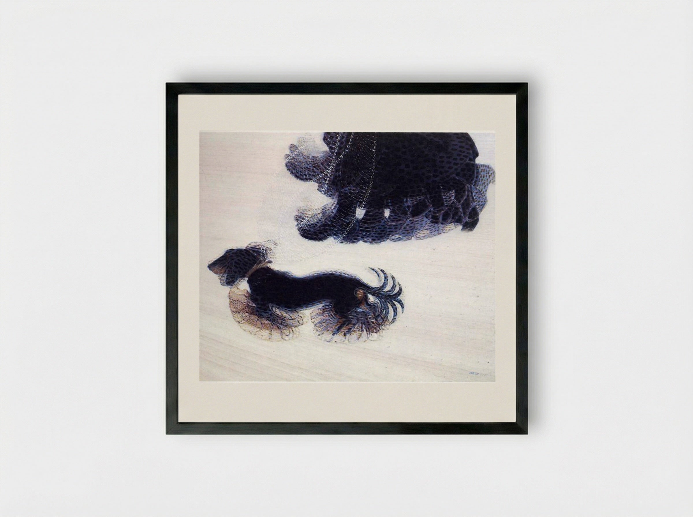 Dynamism of a Dog on a Leash - Giacomo Balla - Framed Print Black