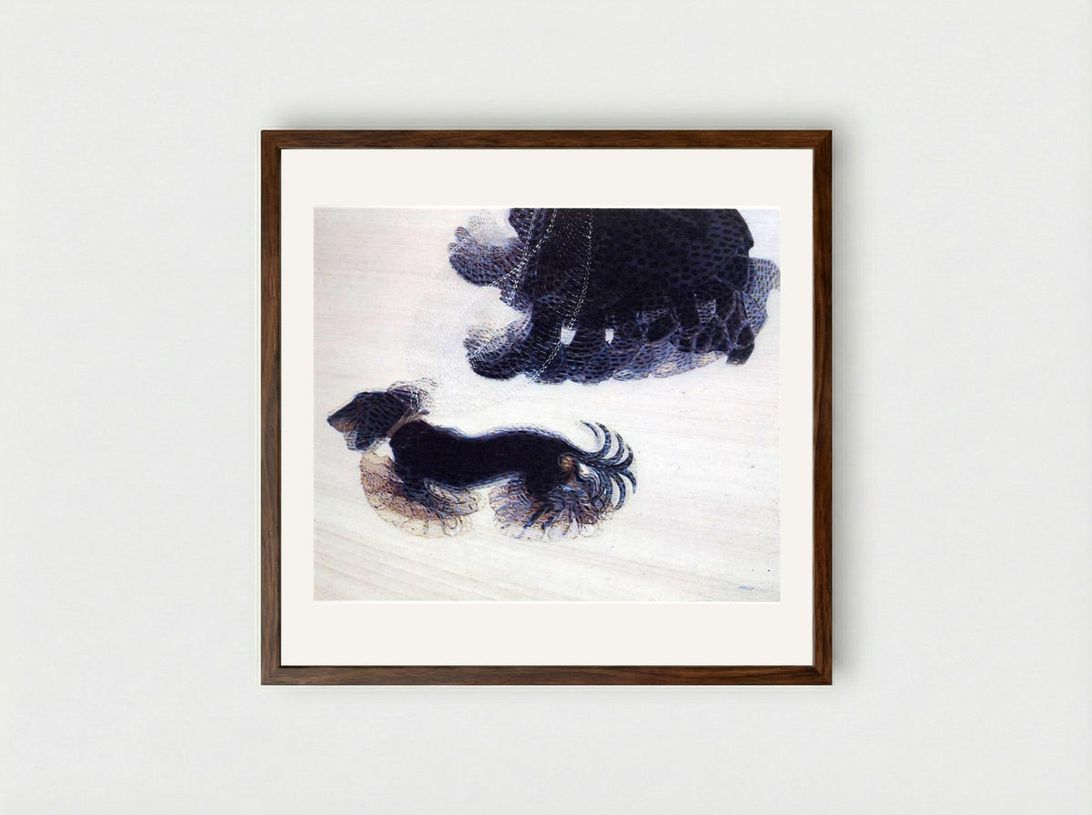 Dynamism of a Dog on a Leash - Giacomo Balla - Framed Print Dark Wood