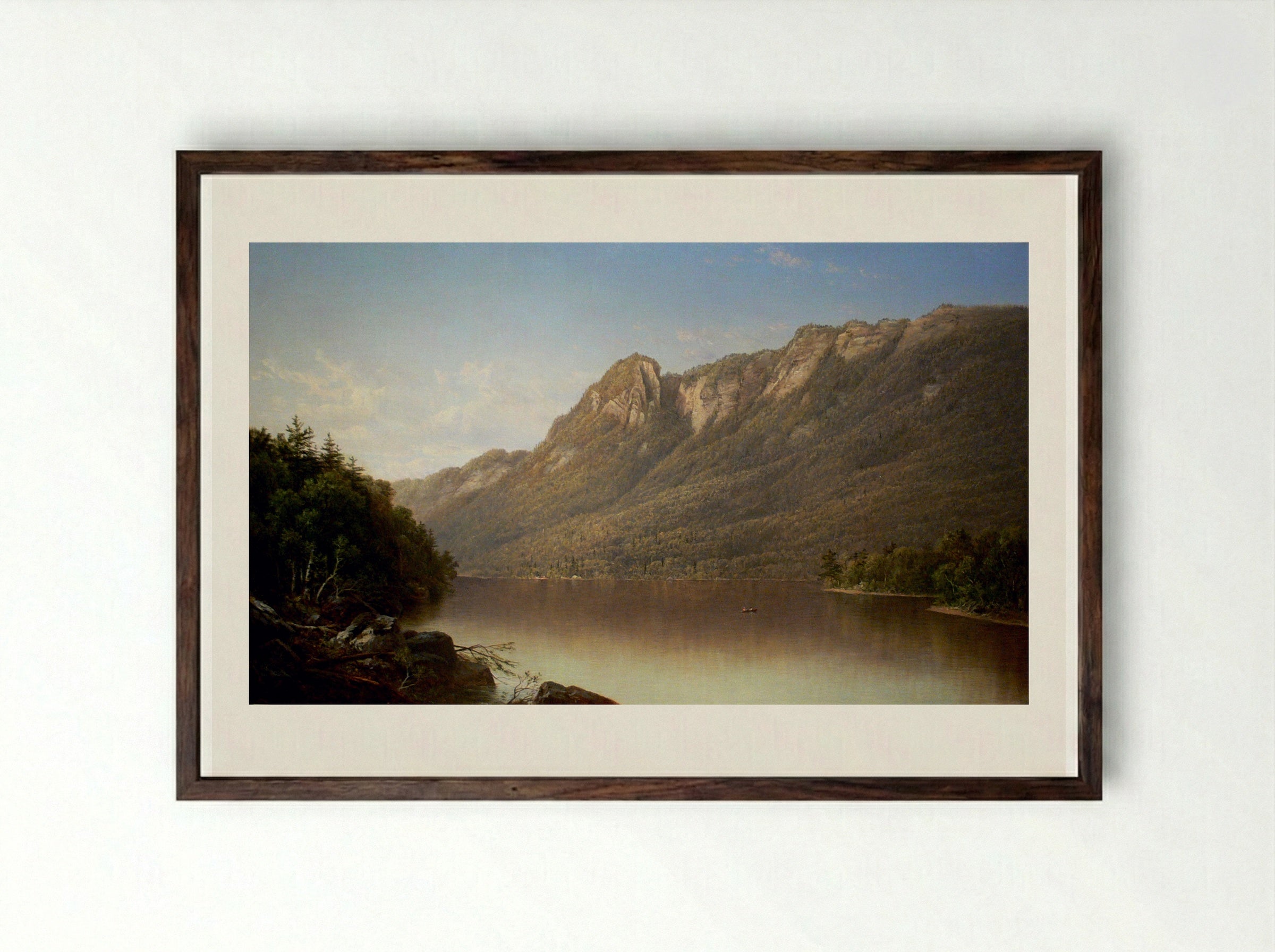 Eagle Cliff, Franconia Notch, New Hampshire - David Johnson - Framed Print Dark Wood