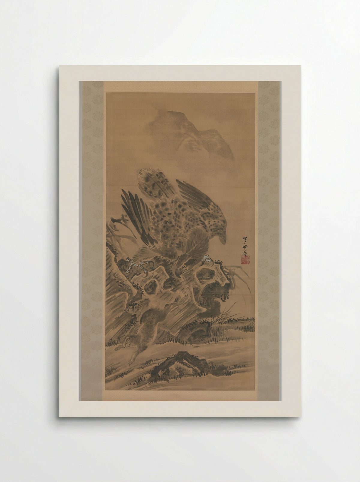 Eagle Pursuing Rabbit - Kawanabe Kyōsai - Poster