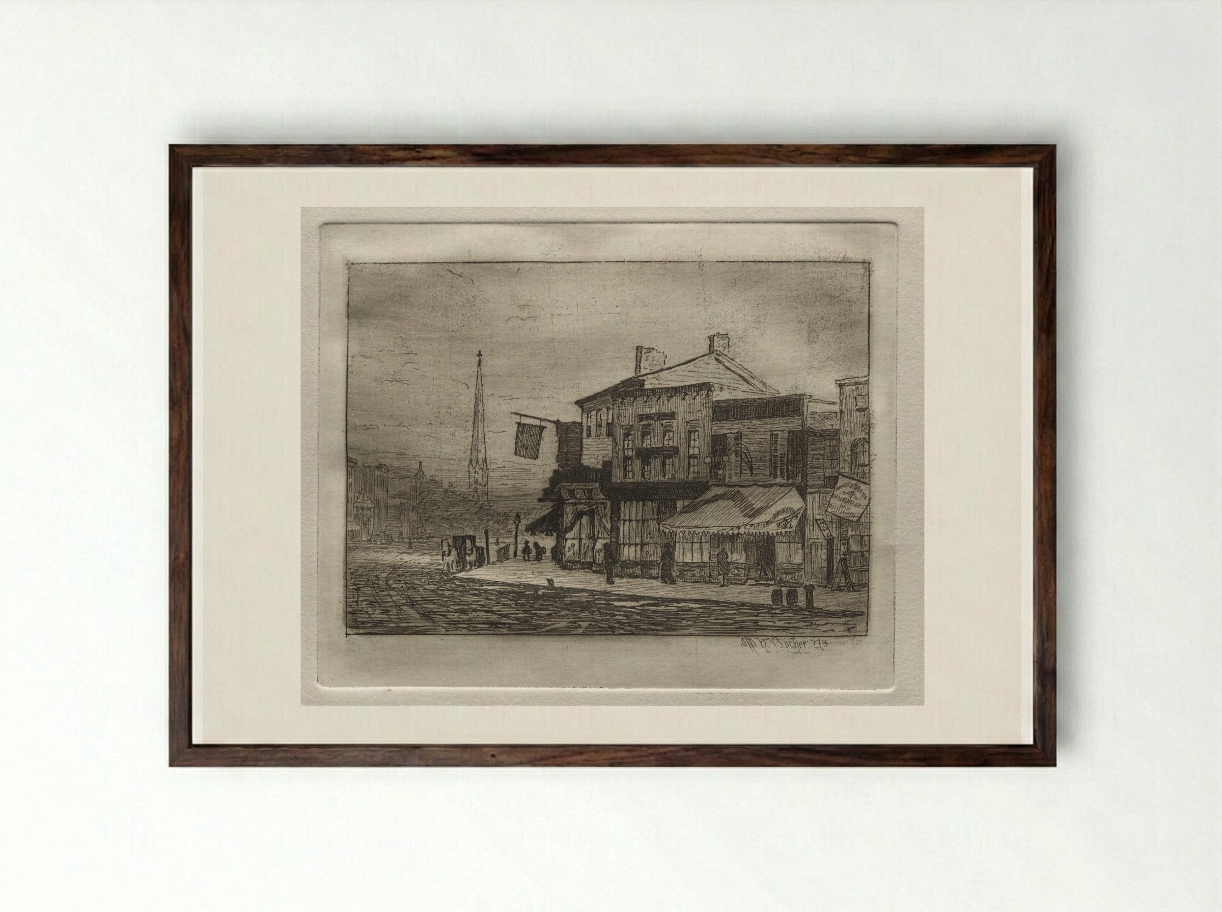 Eagle Street and Woodland Avenue - Otto H. Bacher - Framed Print Dark Wood