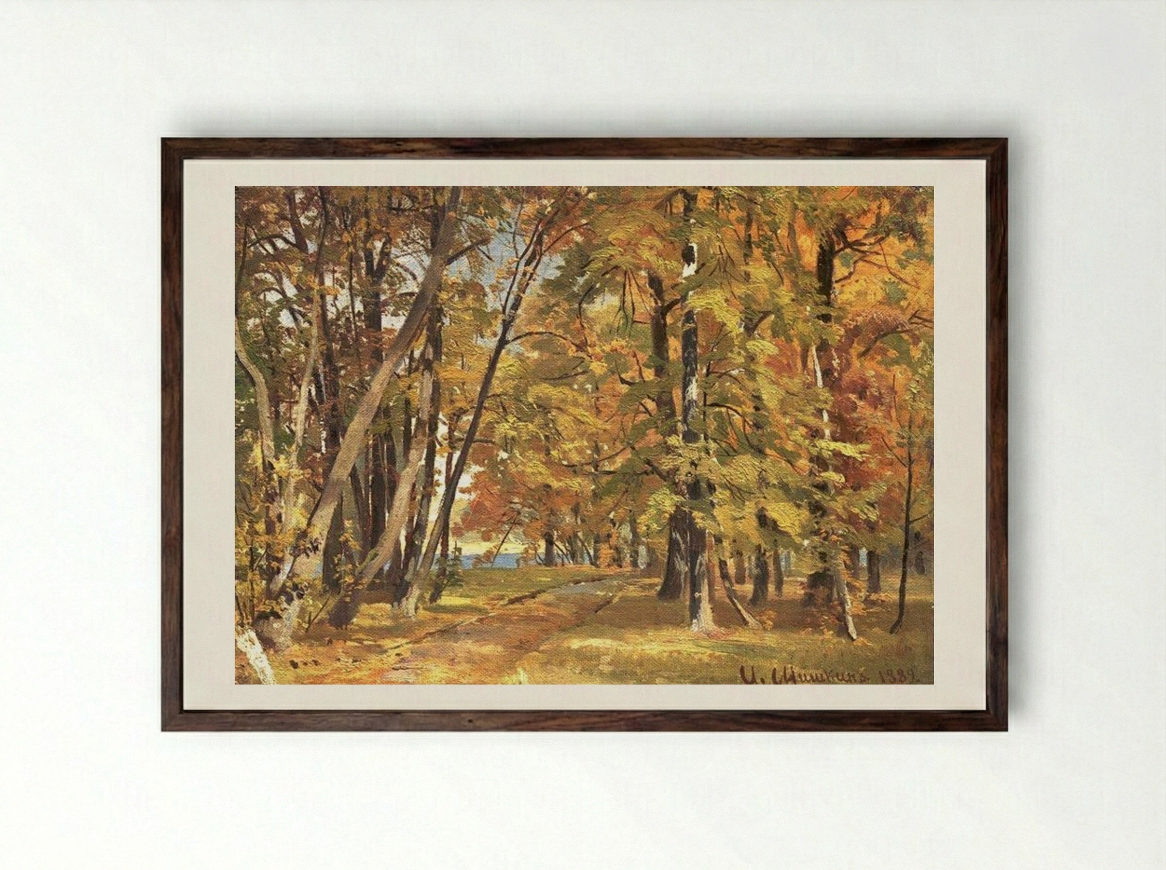 Early Autumn - Ivan Shishkin - Framed Print Dark Wood