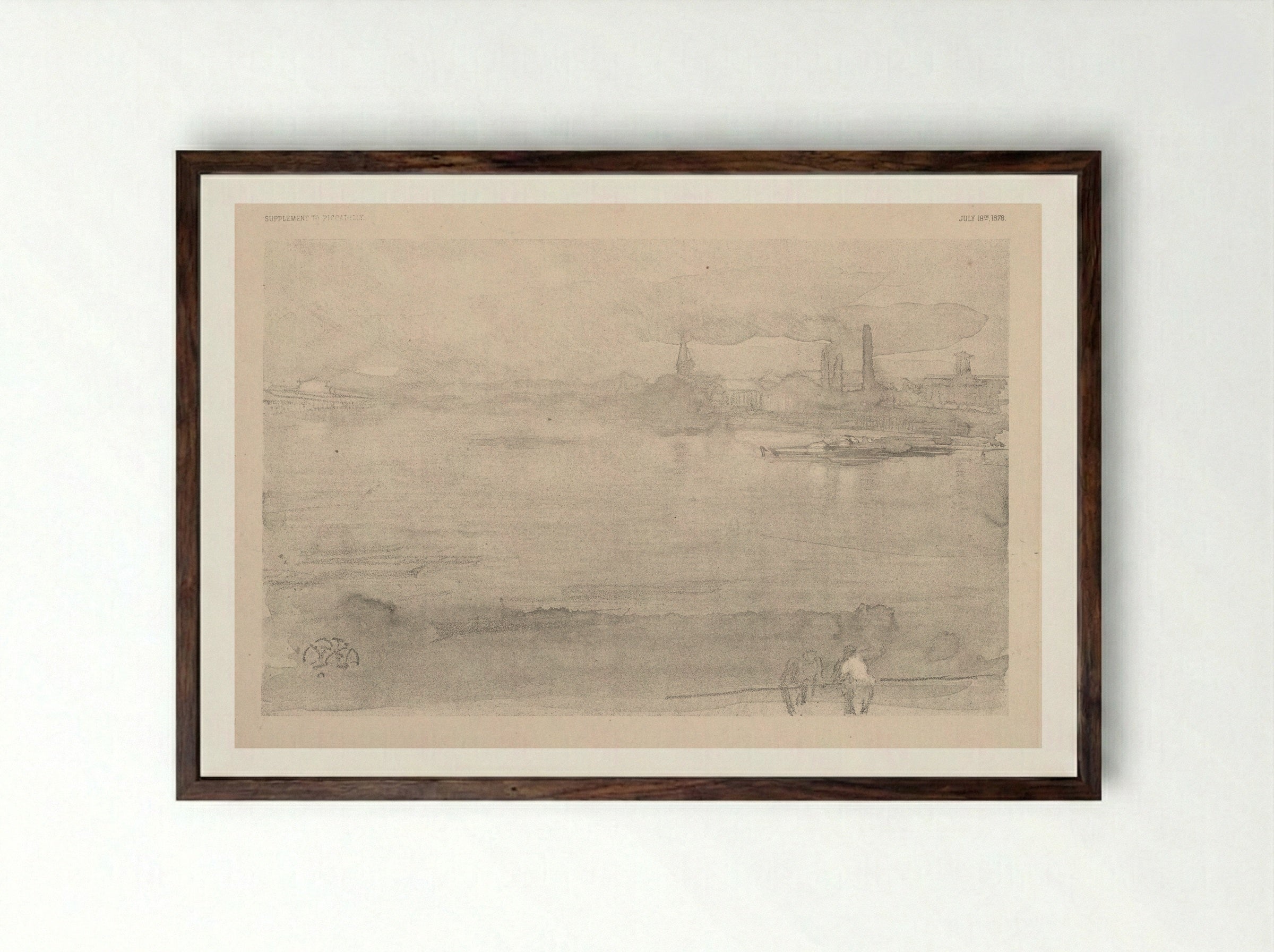 Early Morning: The Thames at Battersea - James McNeill Whistler - Framed Print Dark Wood