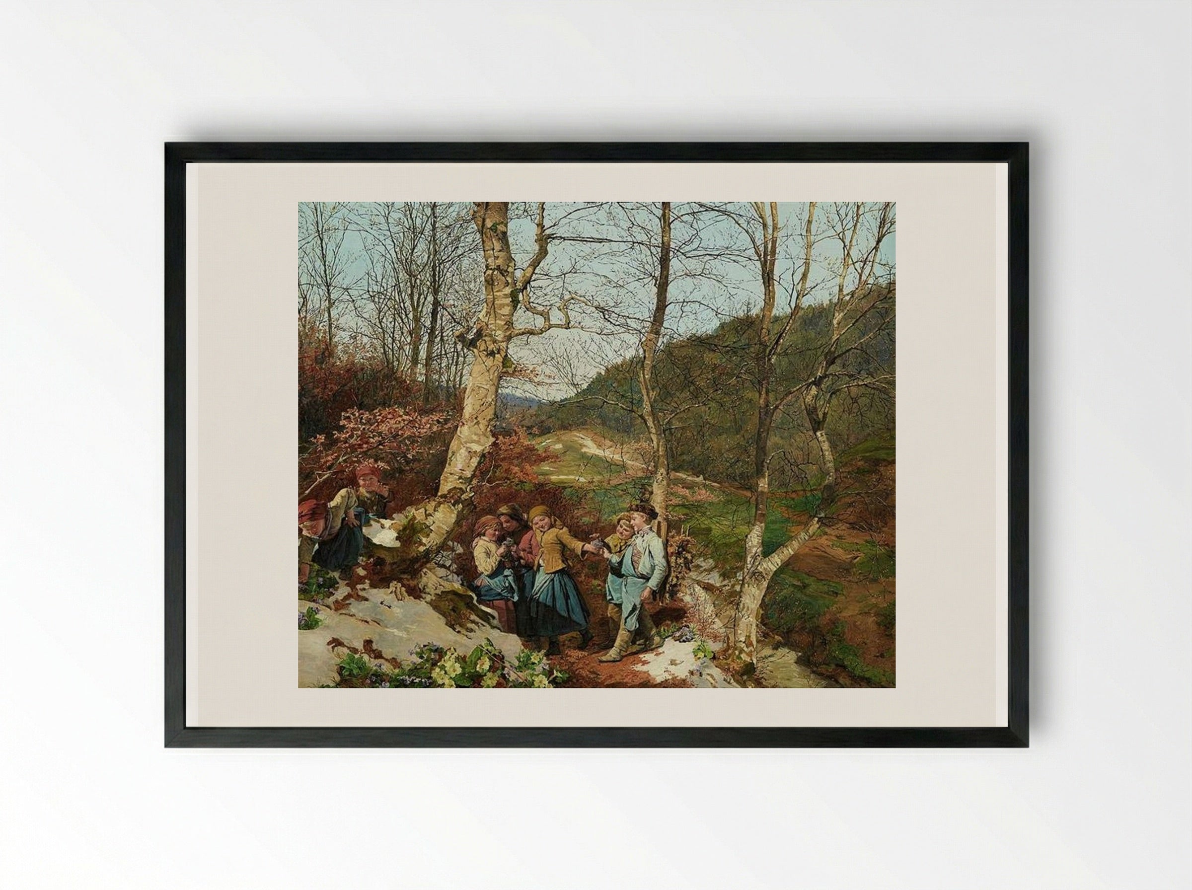 Early Spring in the Vienna Woods - Ferdinand Georg Waldmüller - Framed Print Black