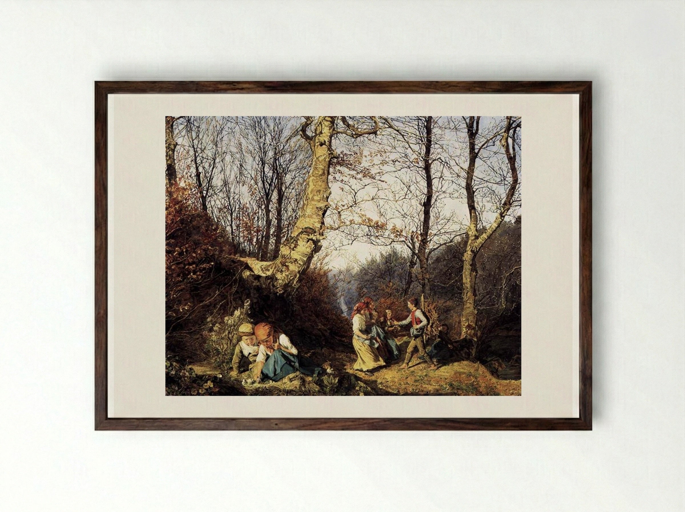 Early Spring in the Wienerwald - Ferdinand Georg Waldmüller - Framed Print Dark Wood