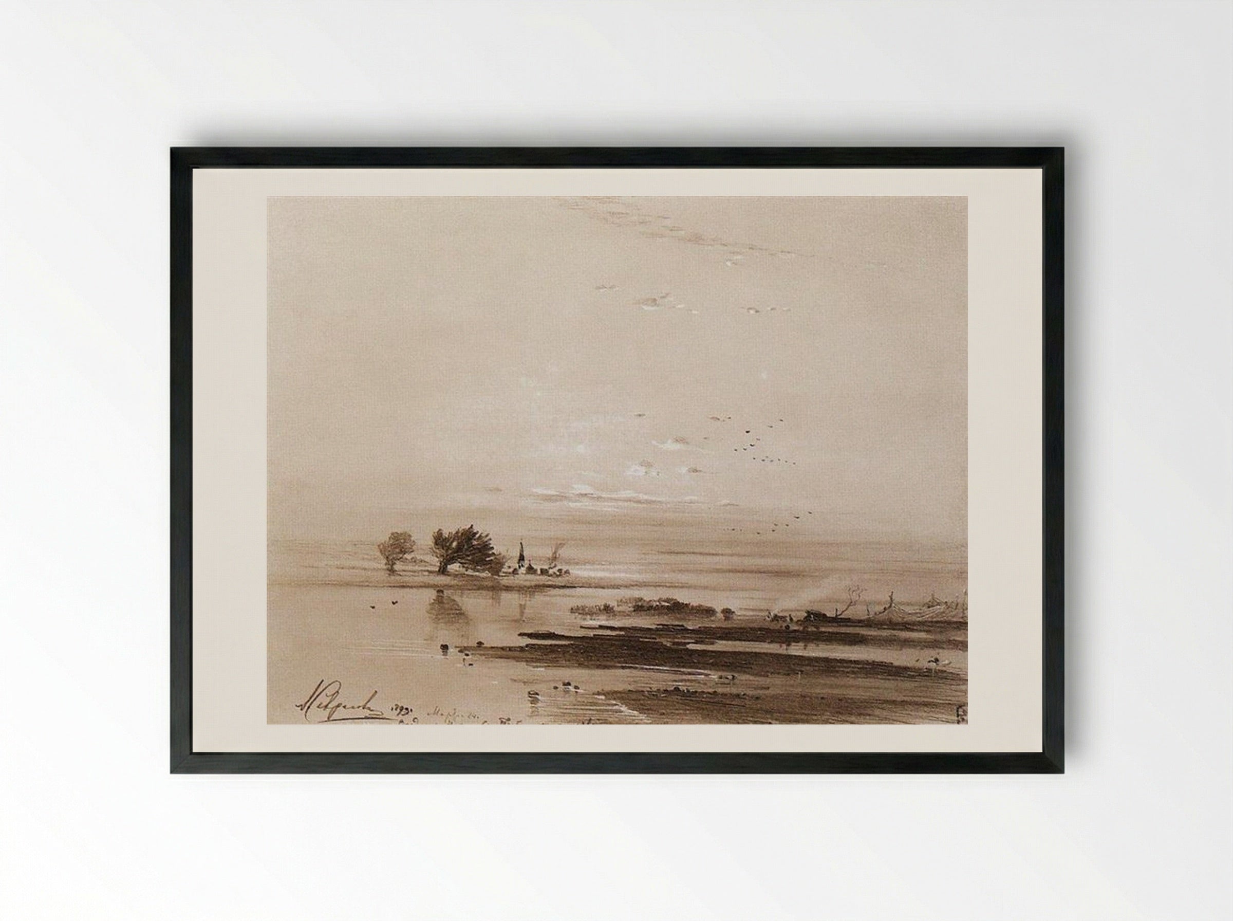 Early Spring. Flood - Aleksey Savrasov - Framed Print Black