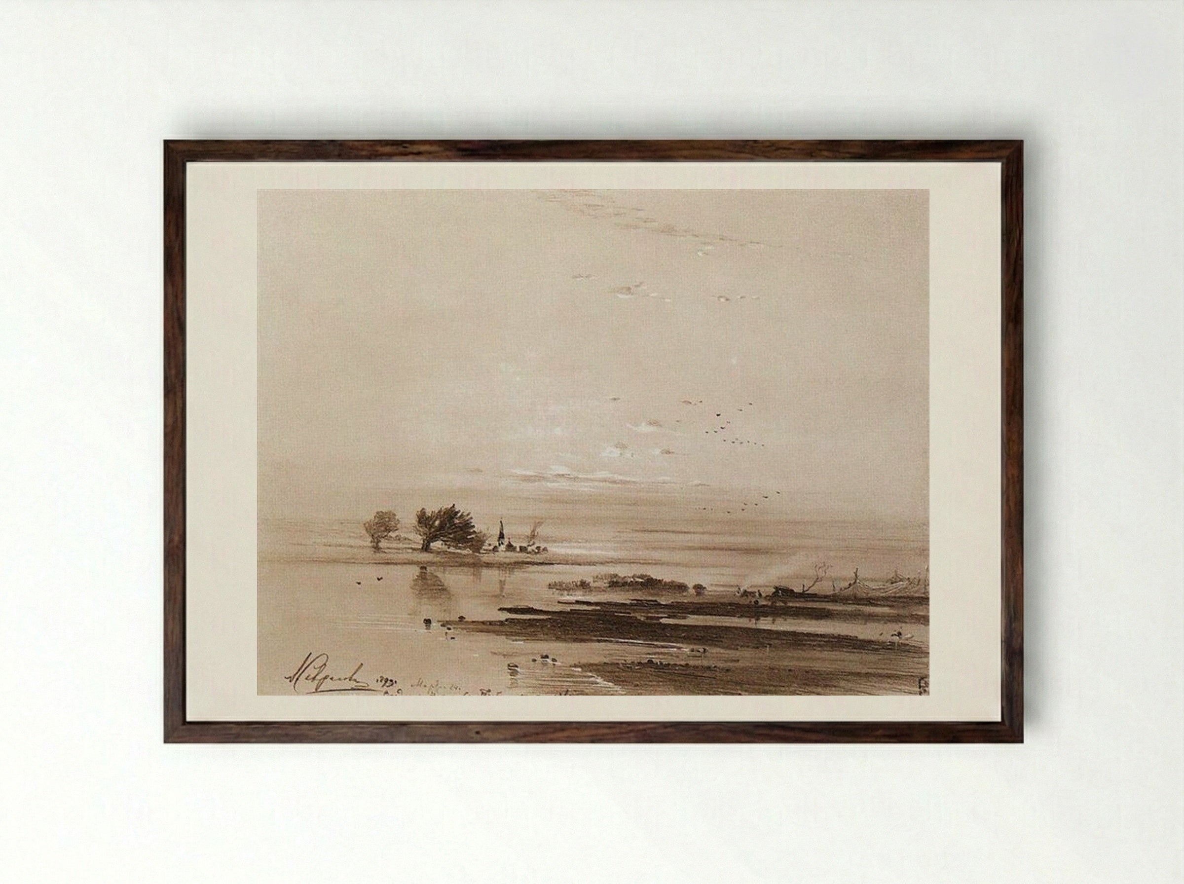 Early Spring. Flood - Aleksey Savrasov - Framed Print Dark Wood