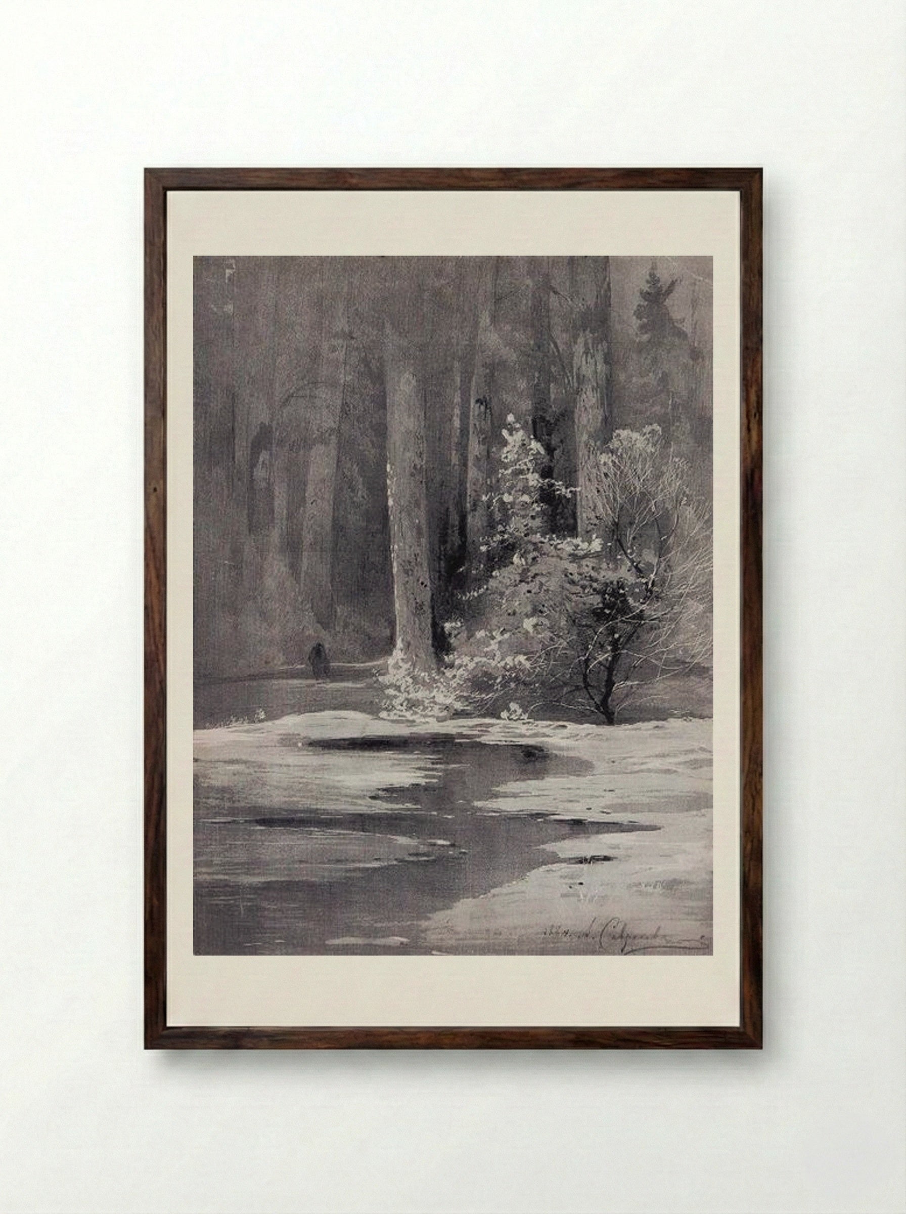 Early Spring. Backwoods - Aleksey Savrasov - Framed Print Dark Wood