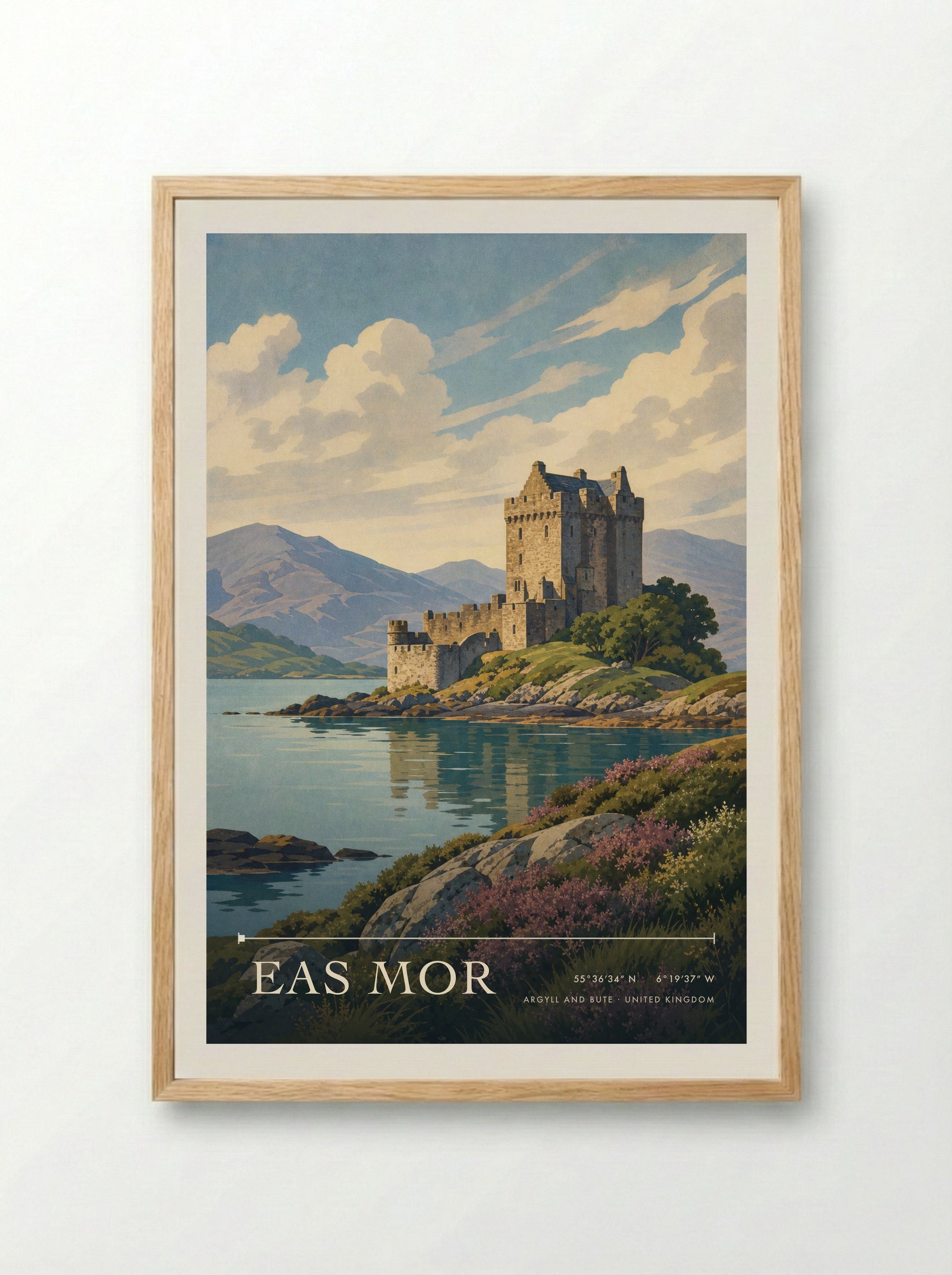 Eas Mor Argyll and Bute United Kingdom Travel Poster - Framed Print Wood
