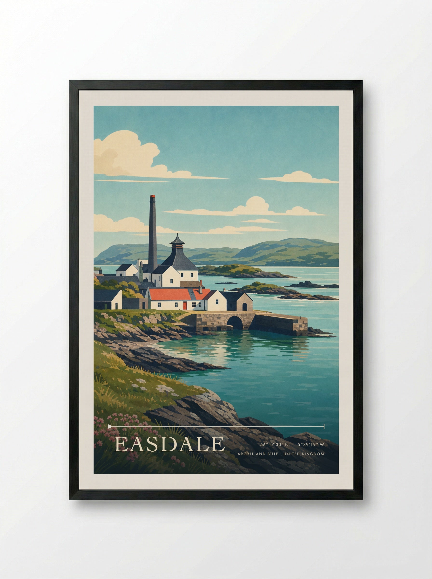 Easdale Argyll and Bute United Kingdom Travel Poster - Framed Print Black