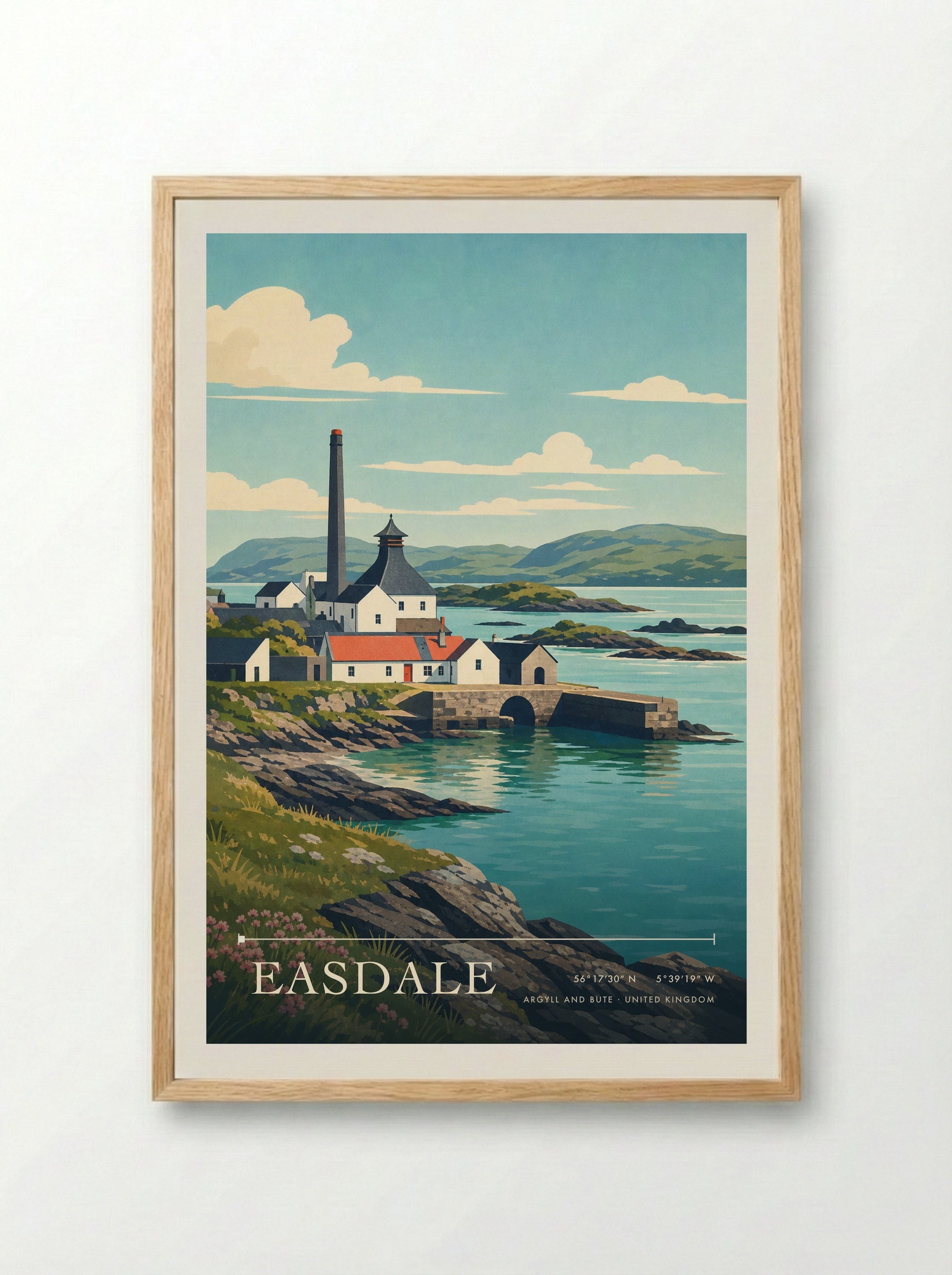Easdale Argyll and Bute United Kingdom Travel Poster - Framed Print Wood