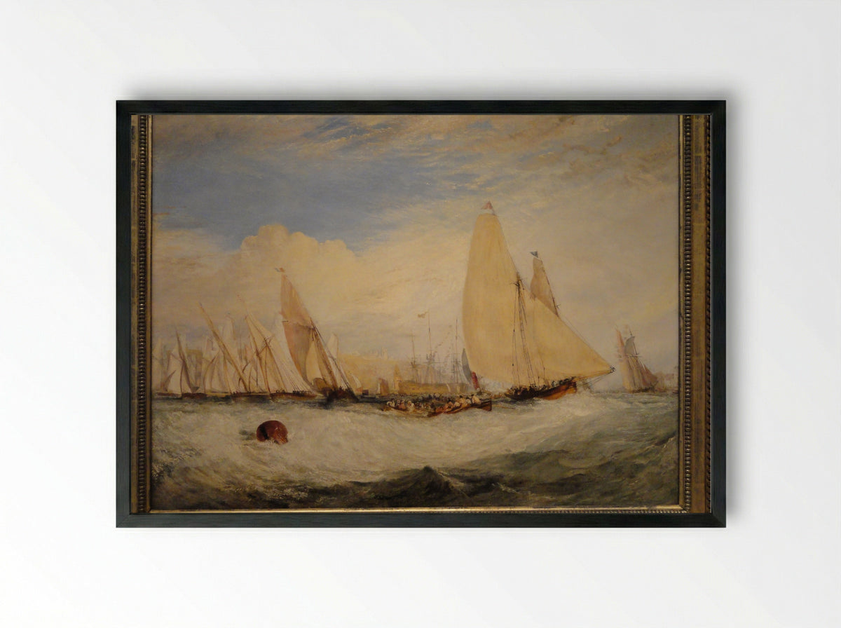 East Cowes Castle, the seat of J. Nash, Esq., the Regatta beating to windward - J.M.W. Turner - Framed Print Black