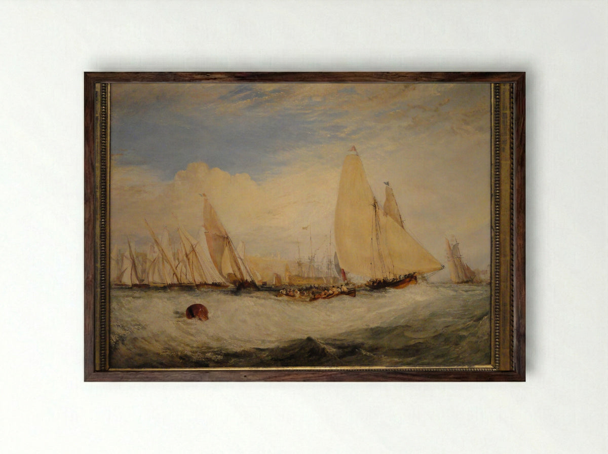 East Cowes Castle, the seat of J. Nash, Esq., the Regatta beating to windward - J.M.W. Turner - Framed Print Dark Wood