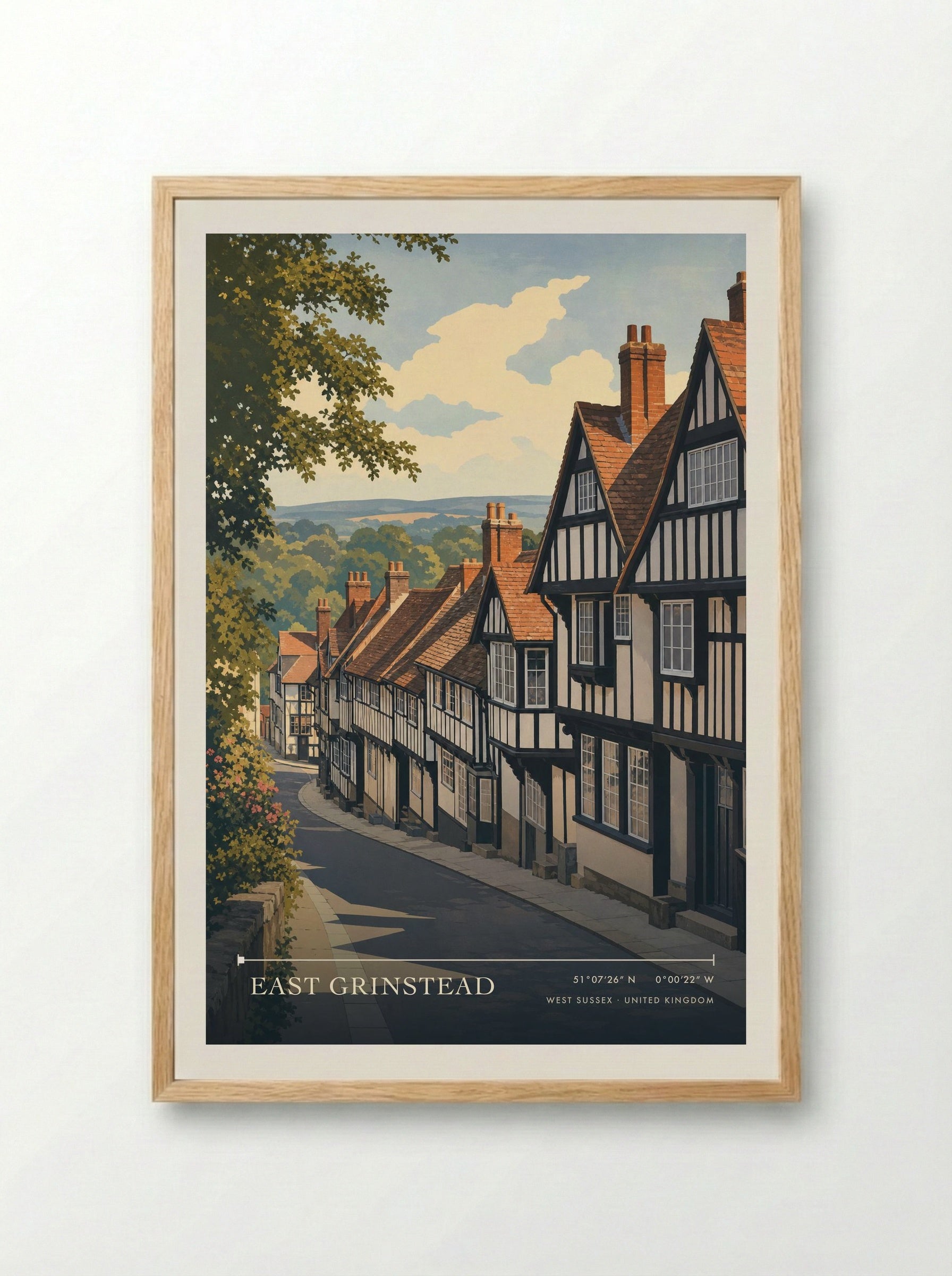 East Grinstead West Sussex United Kingdom Travel Poster - Framed Print Wood