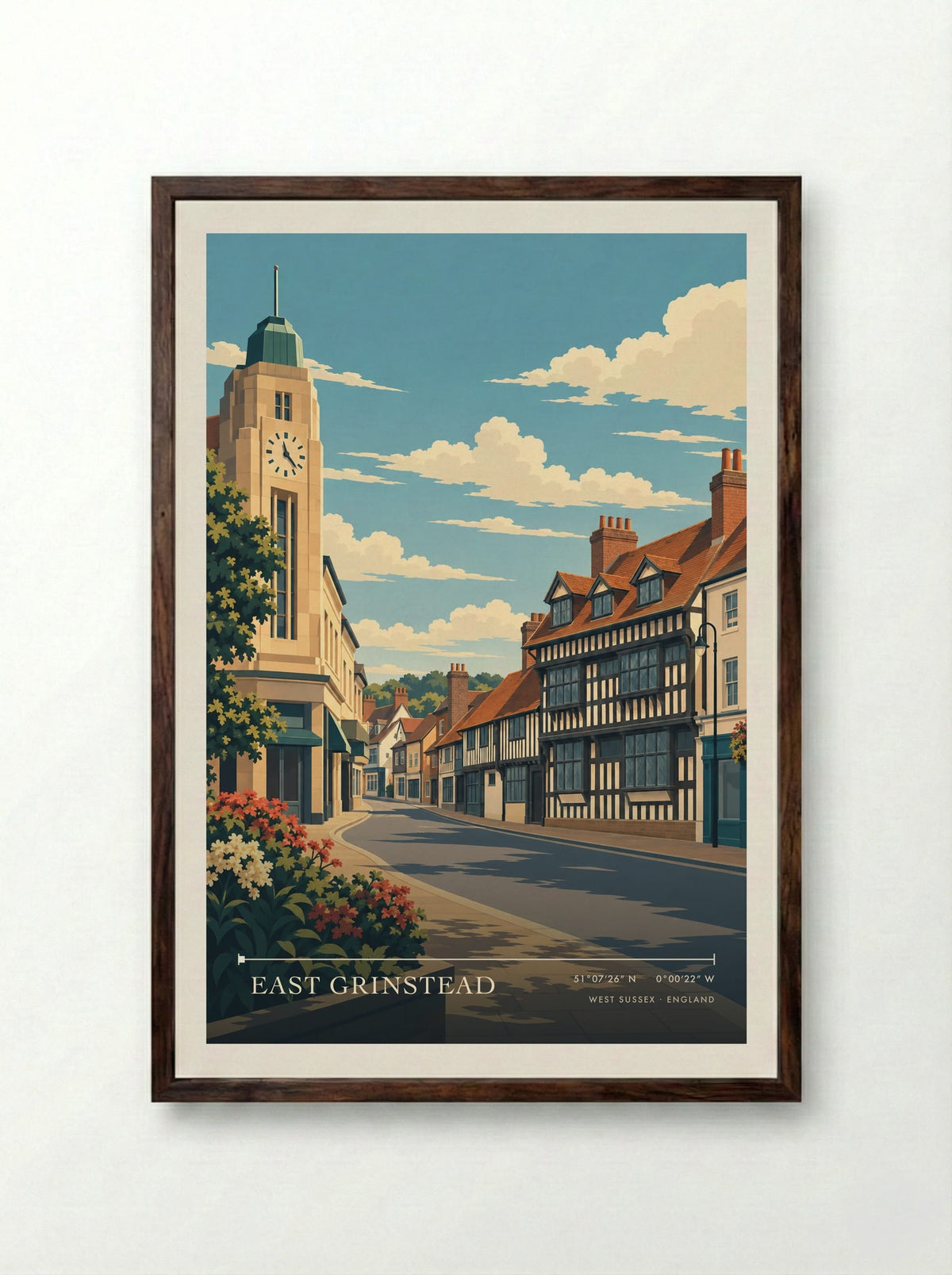 East Grinstead, West Sussex | Travel Poster - Framed Print Dark Wood