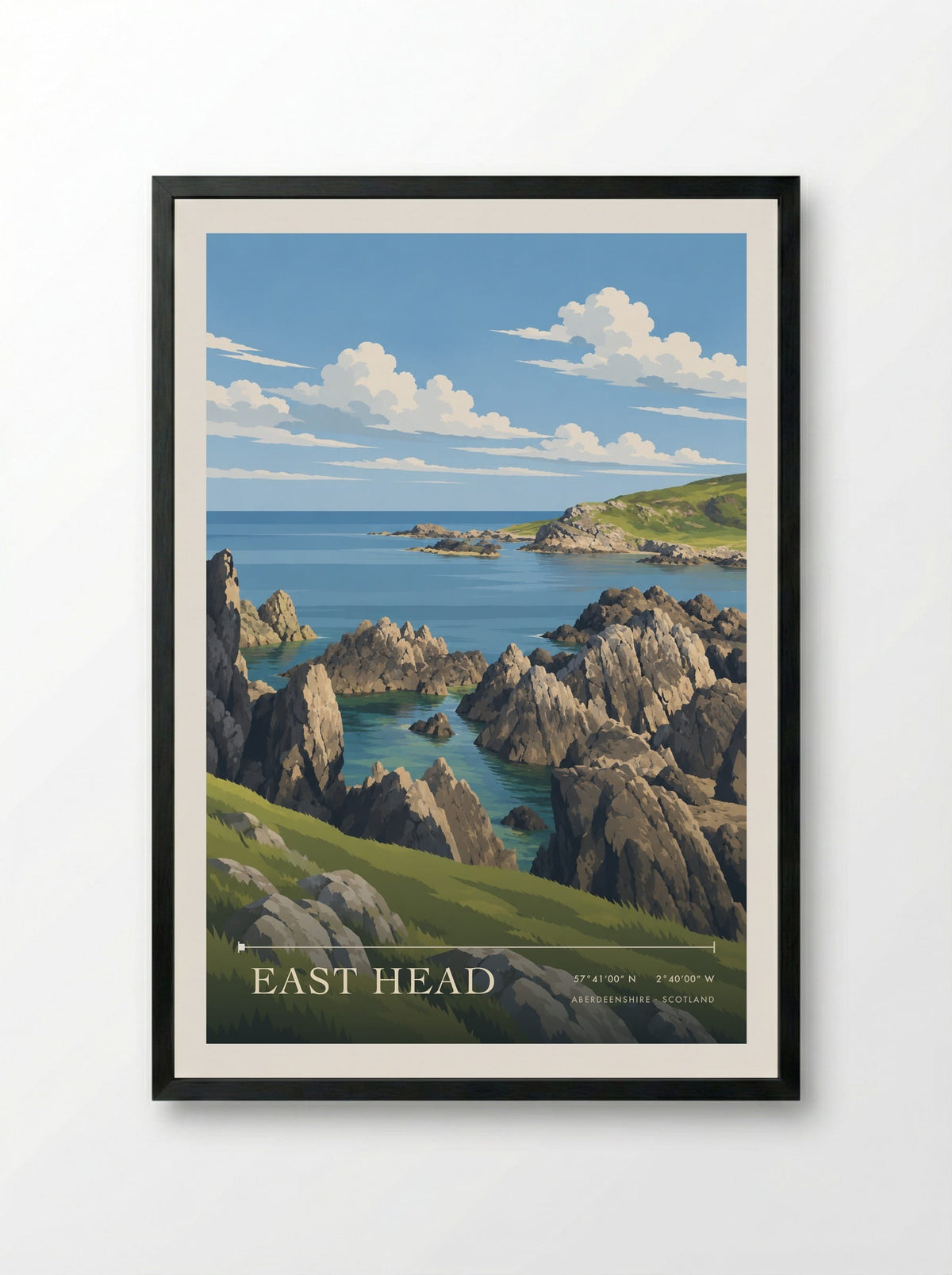 East Head, Aberdeenshire | Travel Poster - Framed Print Black