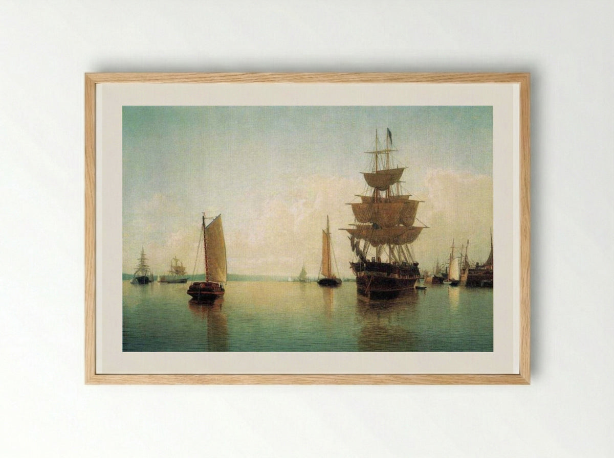 East River Off Lower Manhattan - William Bradford - Framed Print Wood