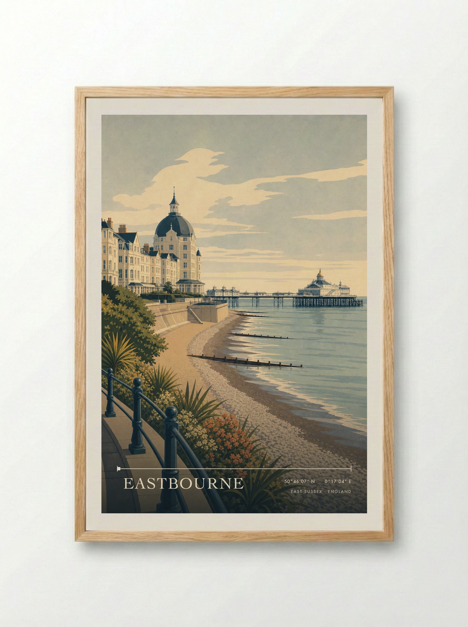 Eastbourne East Sussex England Travel Poster - Framed Print Wood