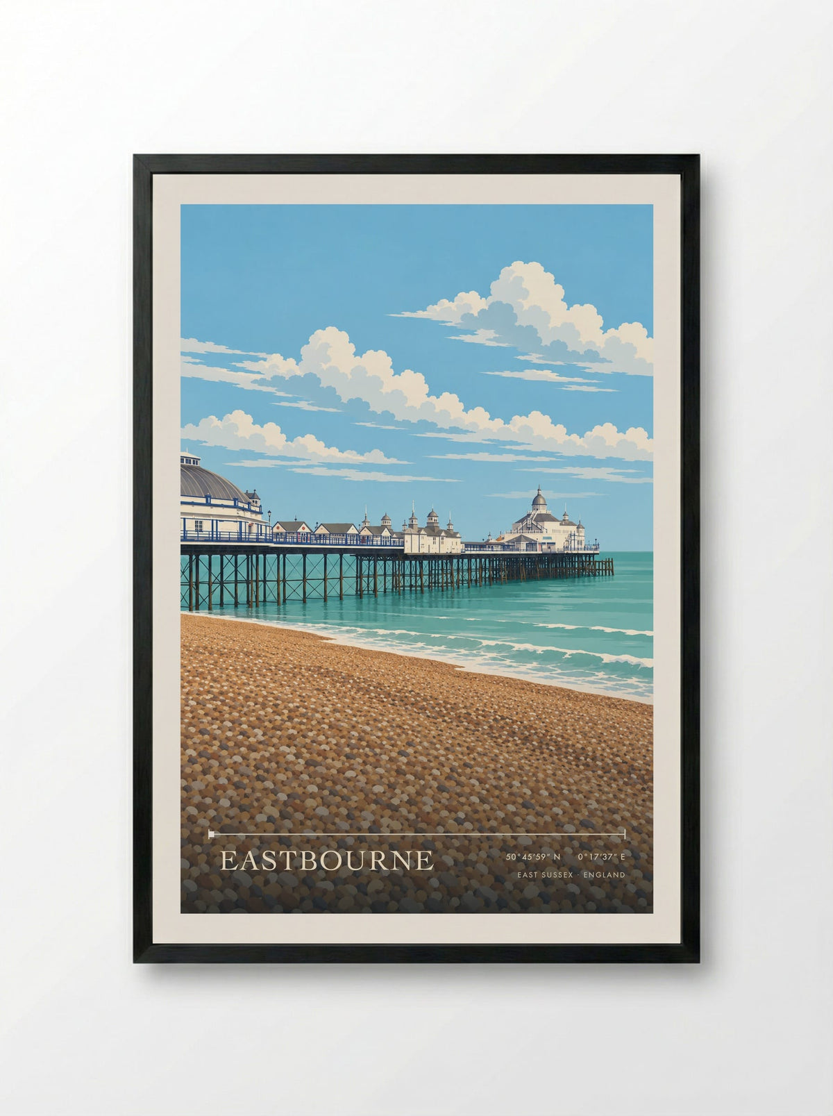Eastbourne, East Sussex | Travel Poster - Framed Print Black