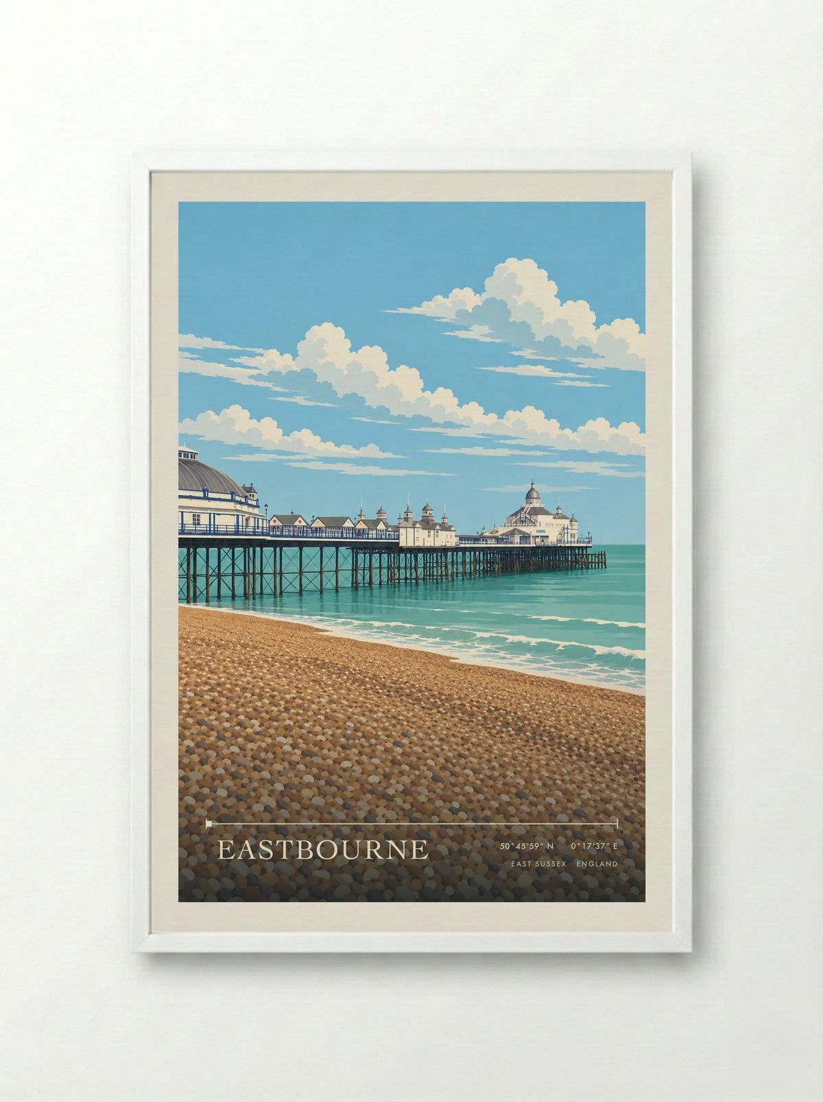 Eastbourne, East Sussex | Travel Poster - Framed Print White