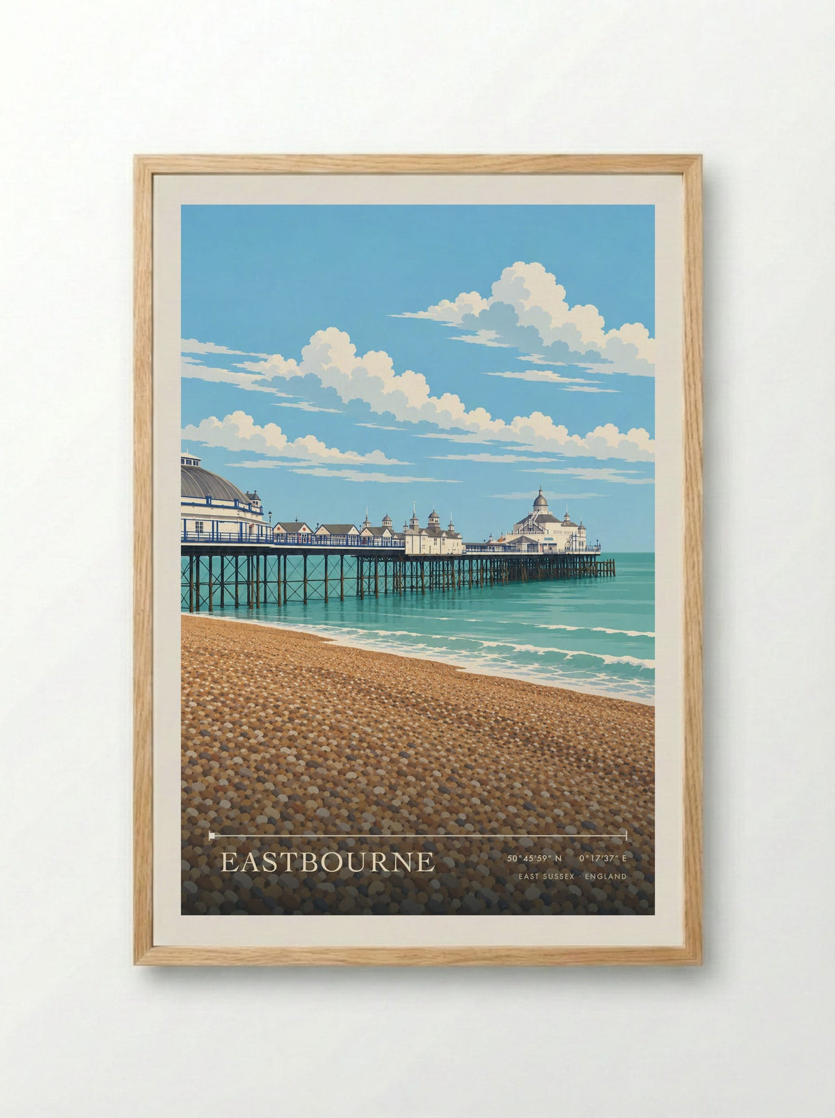 Eastbourne, East Sussex | Travel Poster - Framed Print Wood
