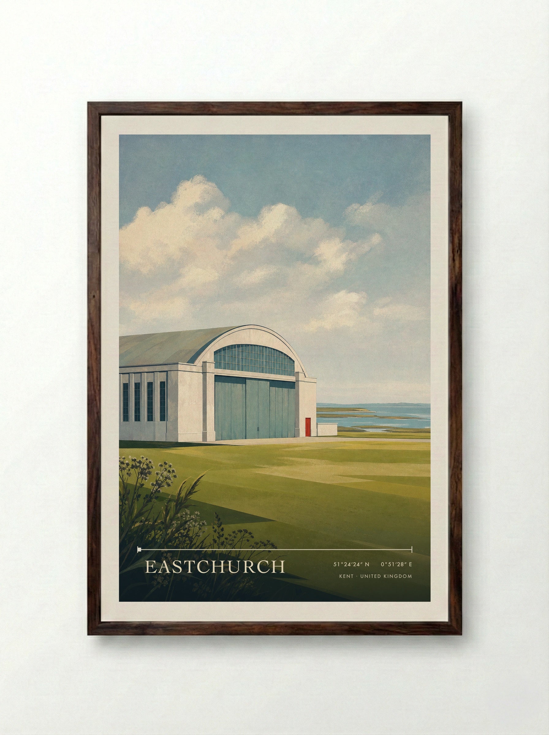 Eastchurch Kent United Kingdom Travel Poster - Framed Print Dark Wood