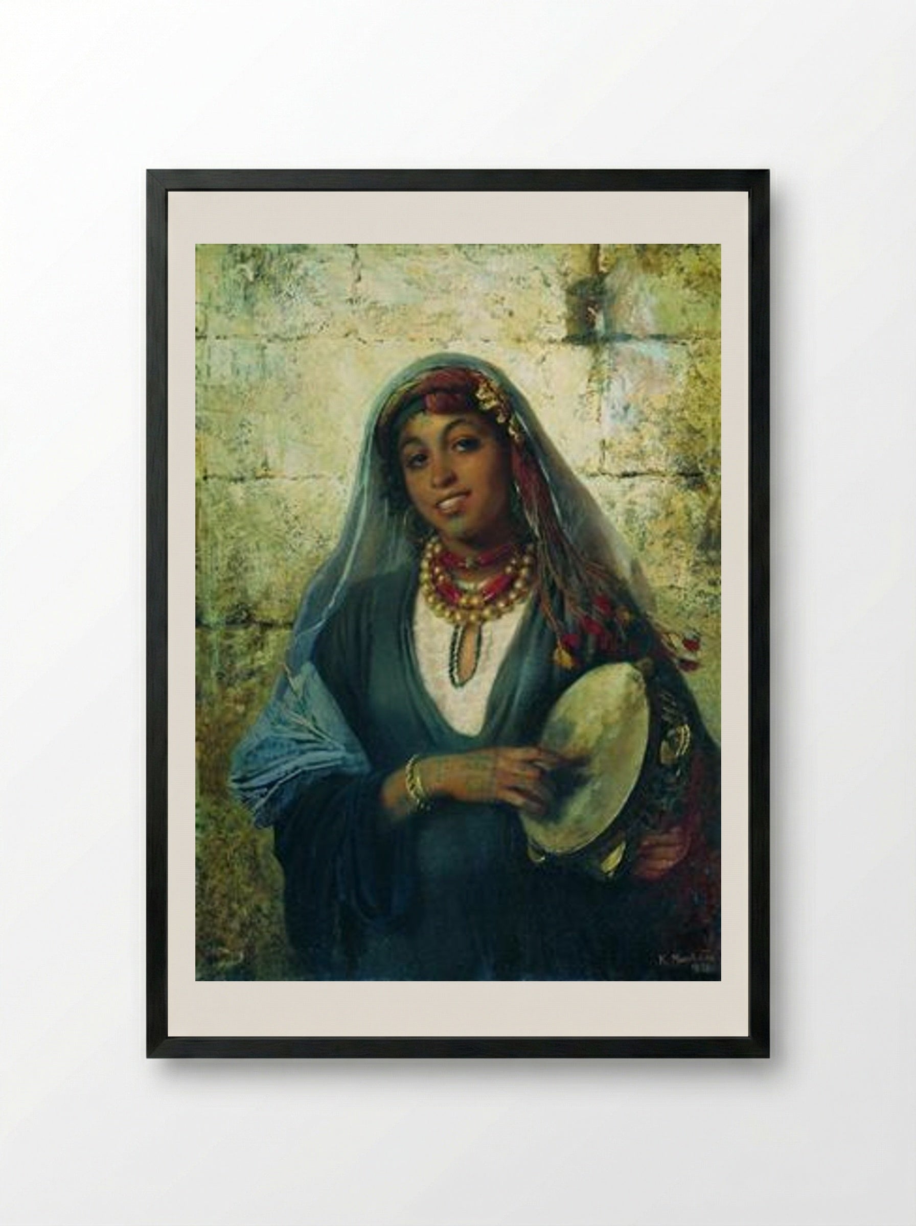 Eastern Woman (Gipsy) - Konstantin Makovsky - Framed Print Black