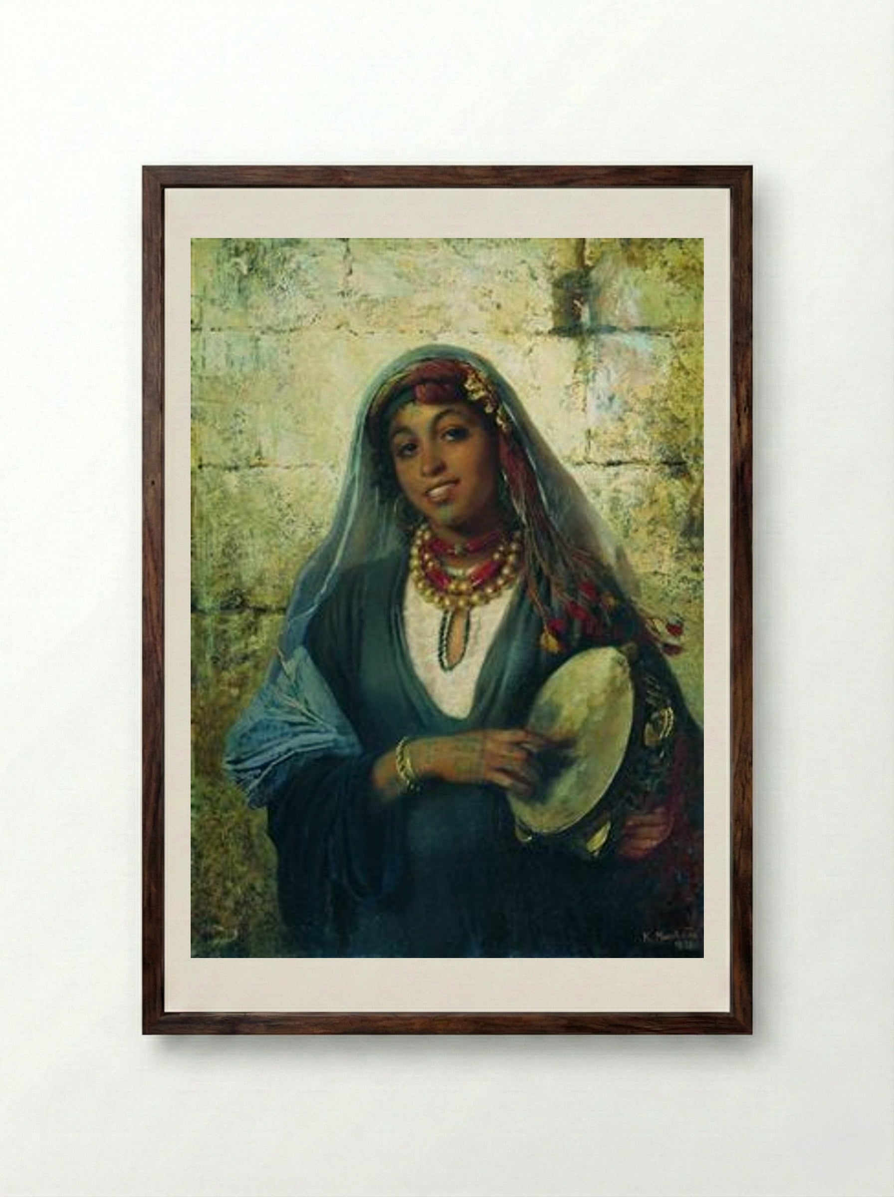 Eastern Woman (Gipsy) - Konstantin Makovsky - Framed Print Dark Wood