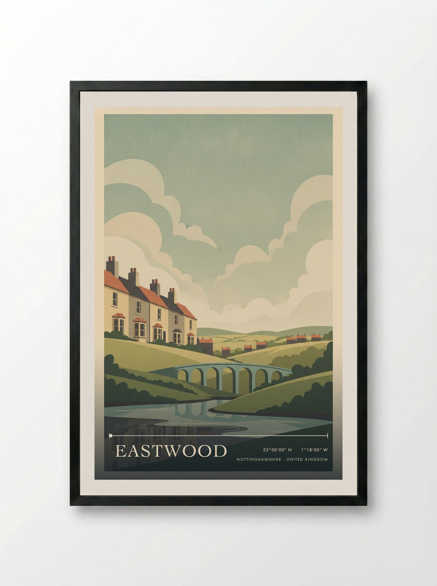 Eastwood Nottinghamshire United Kingdom Travel Poster - Framed Print Black