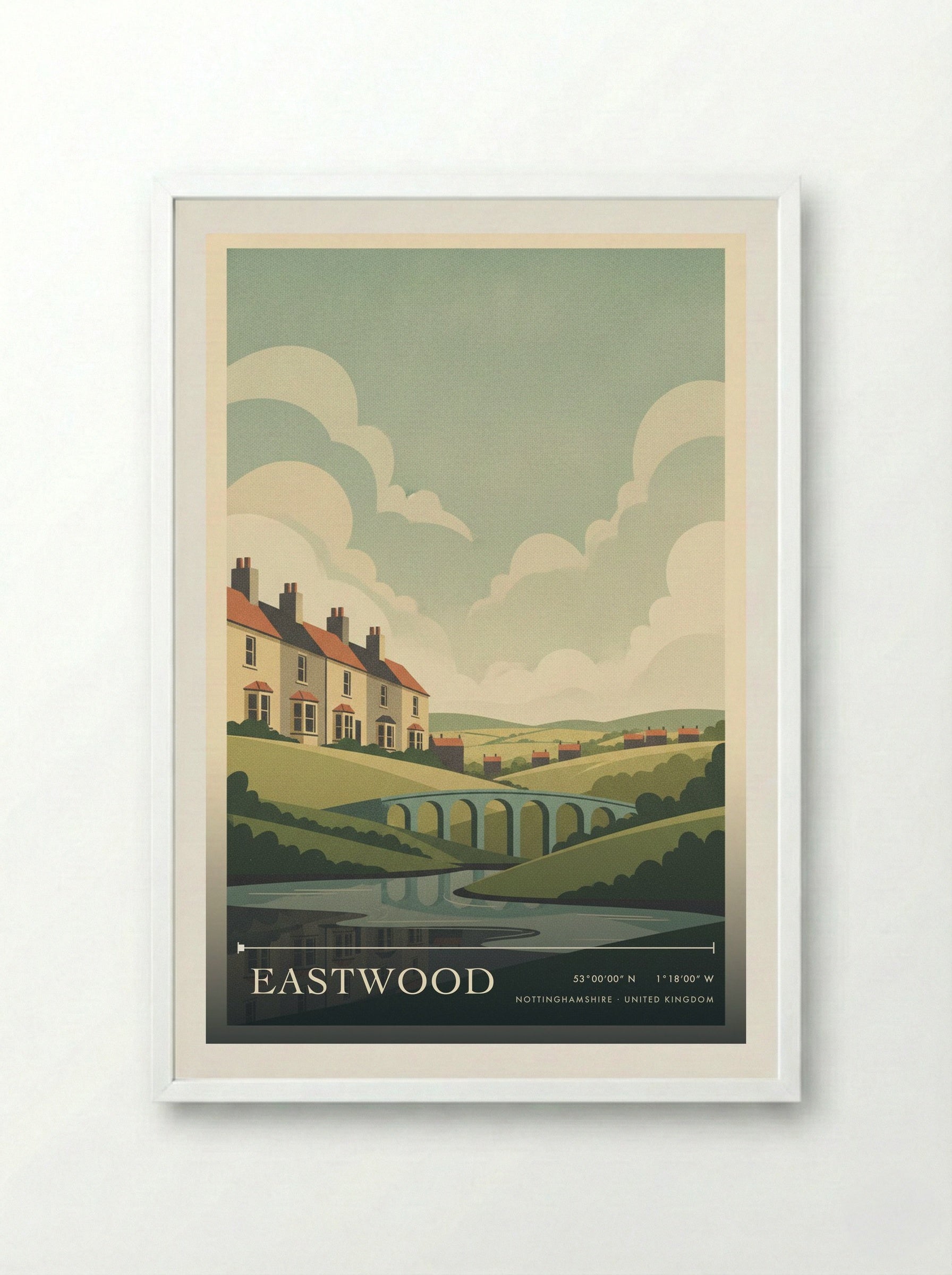 Eastwood Nottinghamshire United Kingdom Travel Poster - Framed Print White