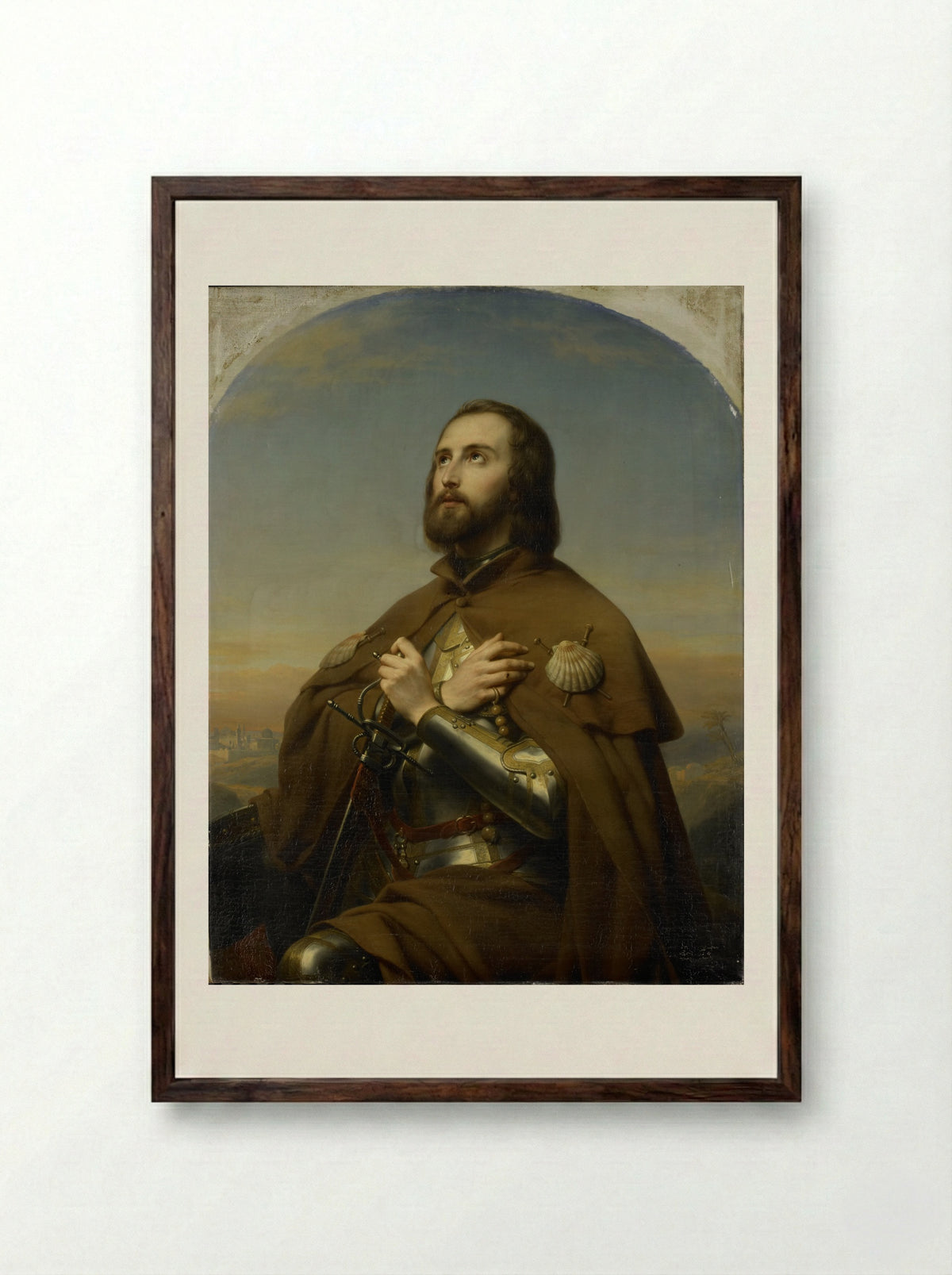 Eberhard, Duke of Württemberg as a Pilgrim in the Holy Land - Nicaise De Keyser - Framed Print Dark Wood