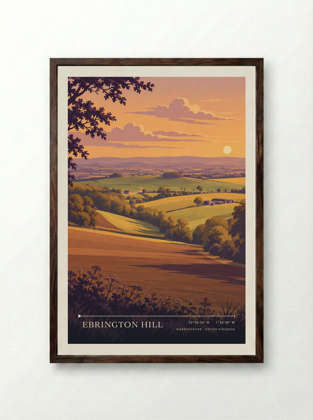 Ebrington Hill, Warwickshire | Travel Poster - Framed Print Dark Wood