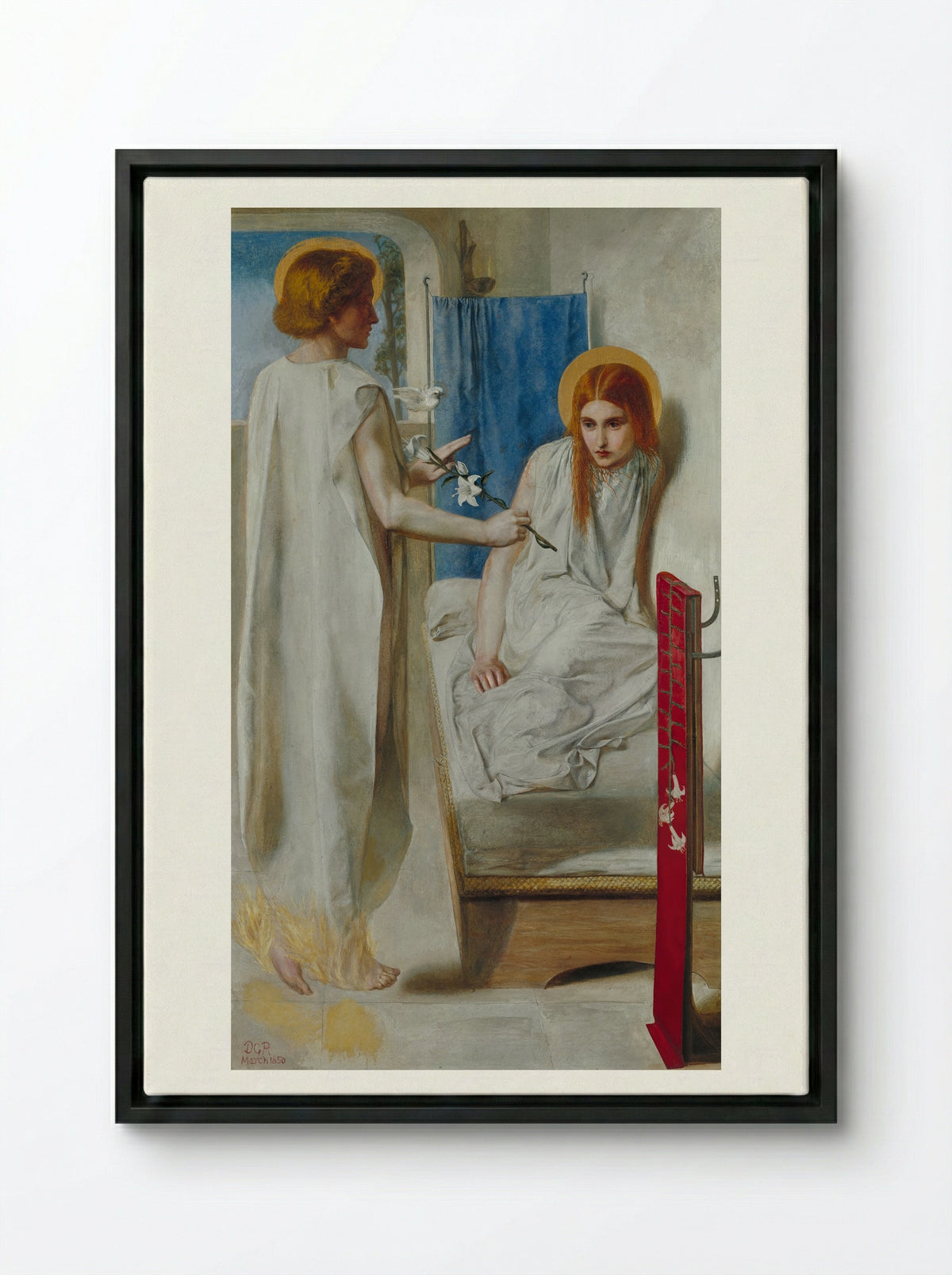 Ecce Ancilla Domini - Dante Gabriel Rossetti - Framed Canvas Black