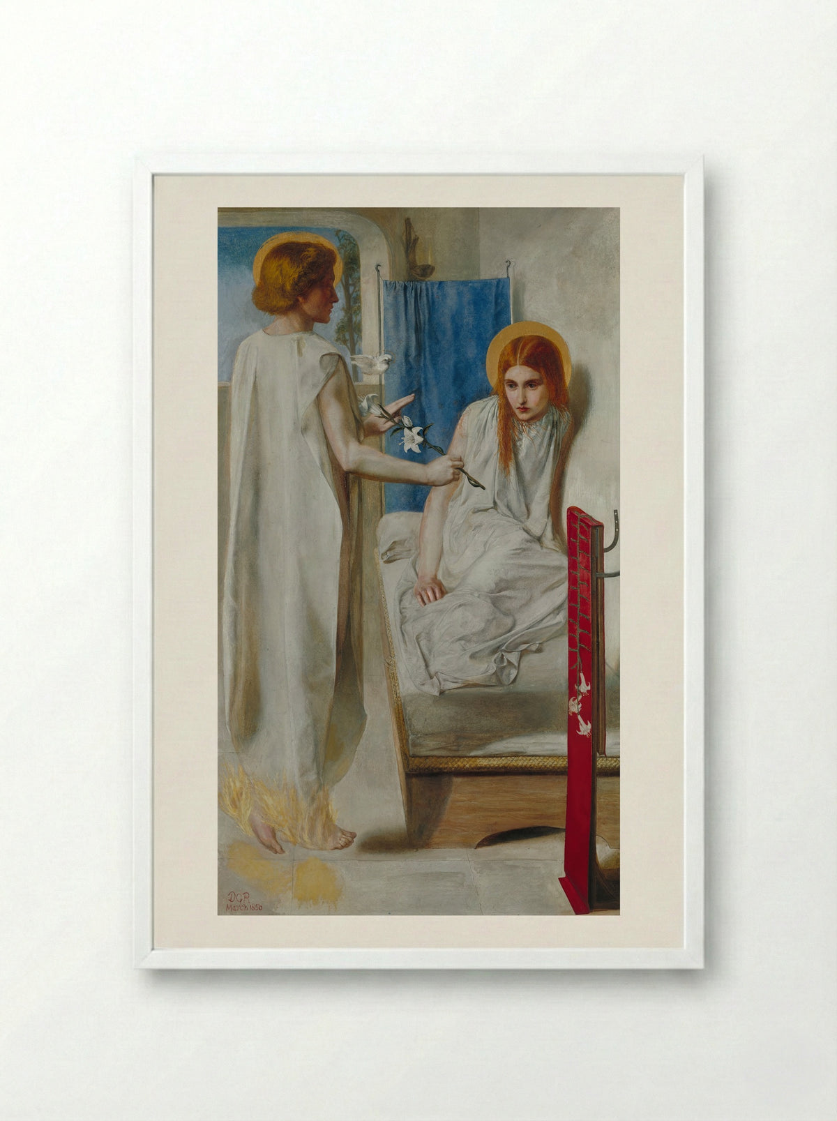 Ecce Ancilla Domini - Dante Gabriel Rossetti - Framed Print White