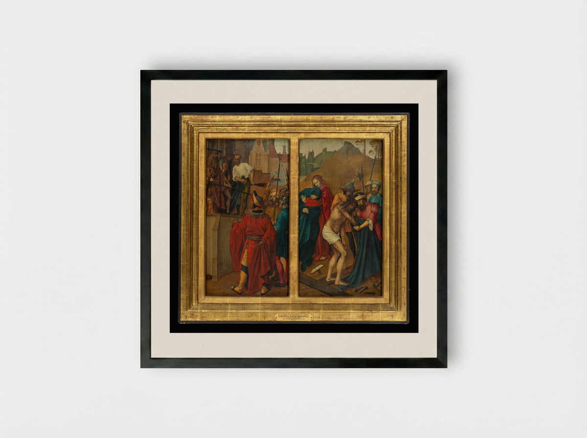 Ecce Homo and The Disrobing of Christ - Cornelis Engebrechtsz - Framed Print Black