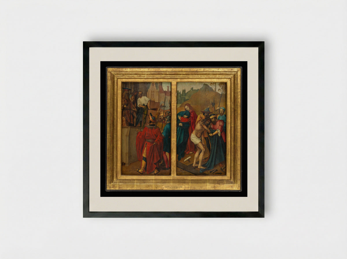 Ecce Homo and The Disrobing of Christ - Cornelis Engebrechtsz - Framed Print Black