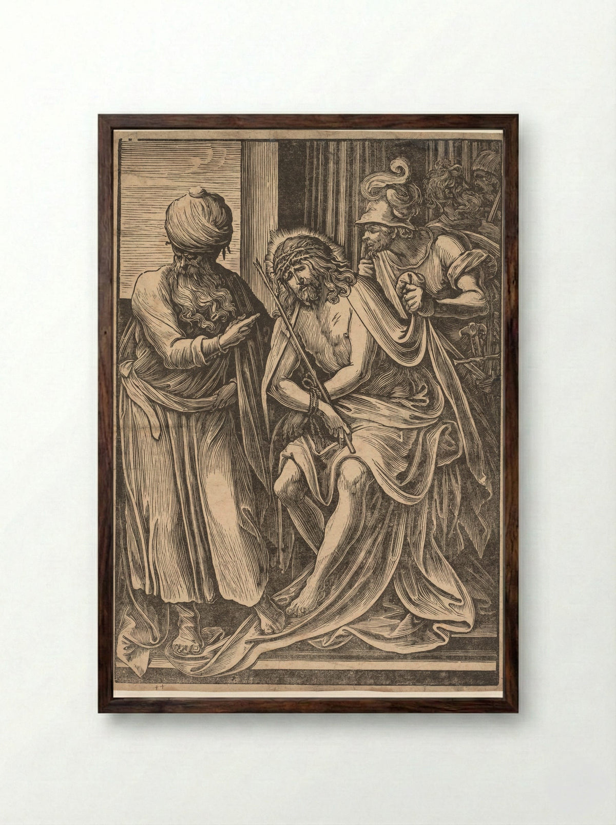 Ecce Homo - Giuseppe Scolari - Framed Print Dark Wood