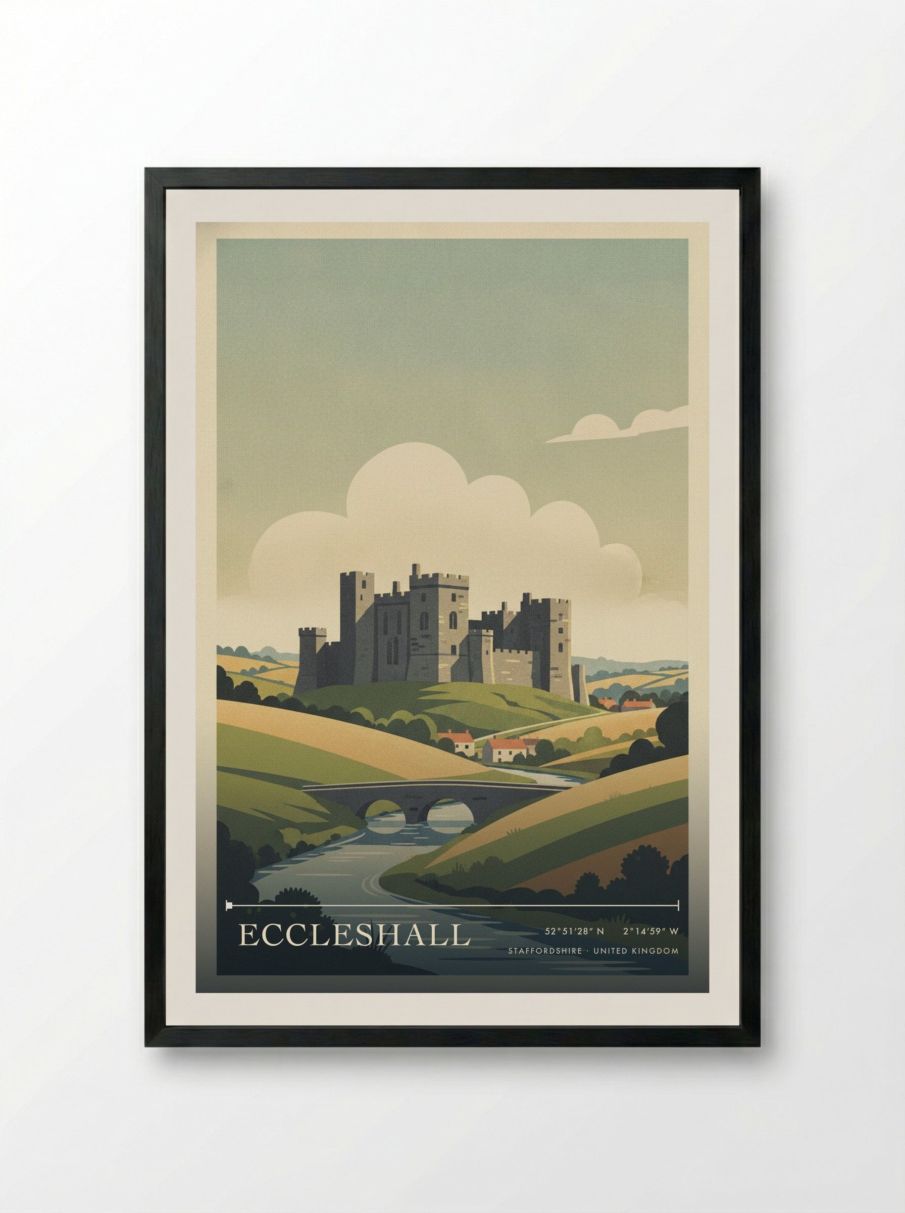Eccleshall Staffordshire United Kingdom Travel Poster - Framed Print Black