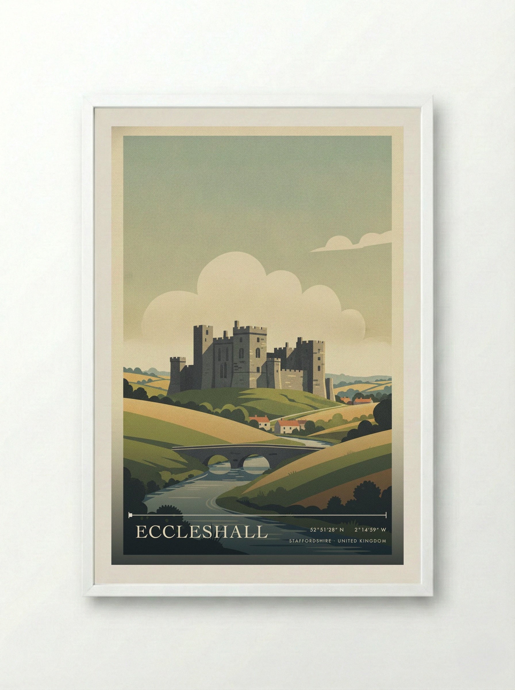 Eccleshall Staffordshire United Kingdom Travel Poster - Framed Print White